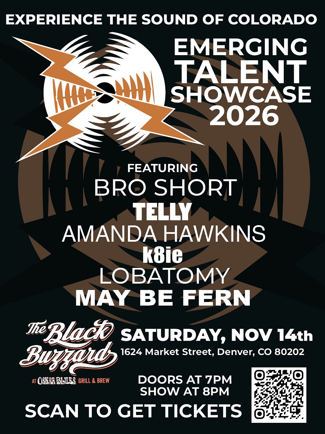 Let's See Action Showcase: May Be Fern, Bro Short, Telly, Amanda Hawkins, k8ie, and Lobatomy at The Black Buzzard at Oskar Blues Denver