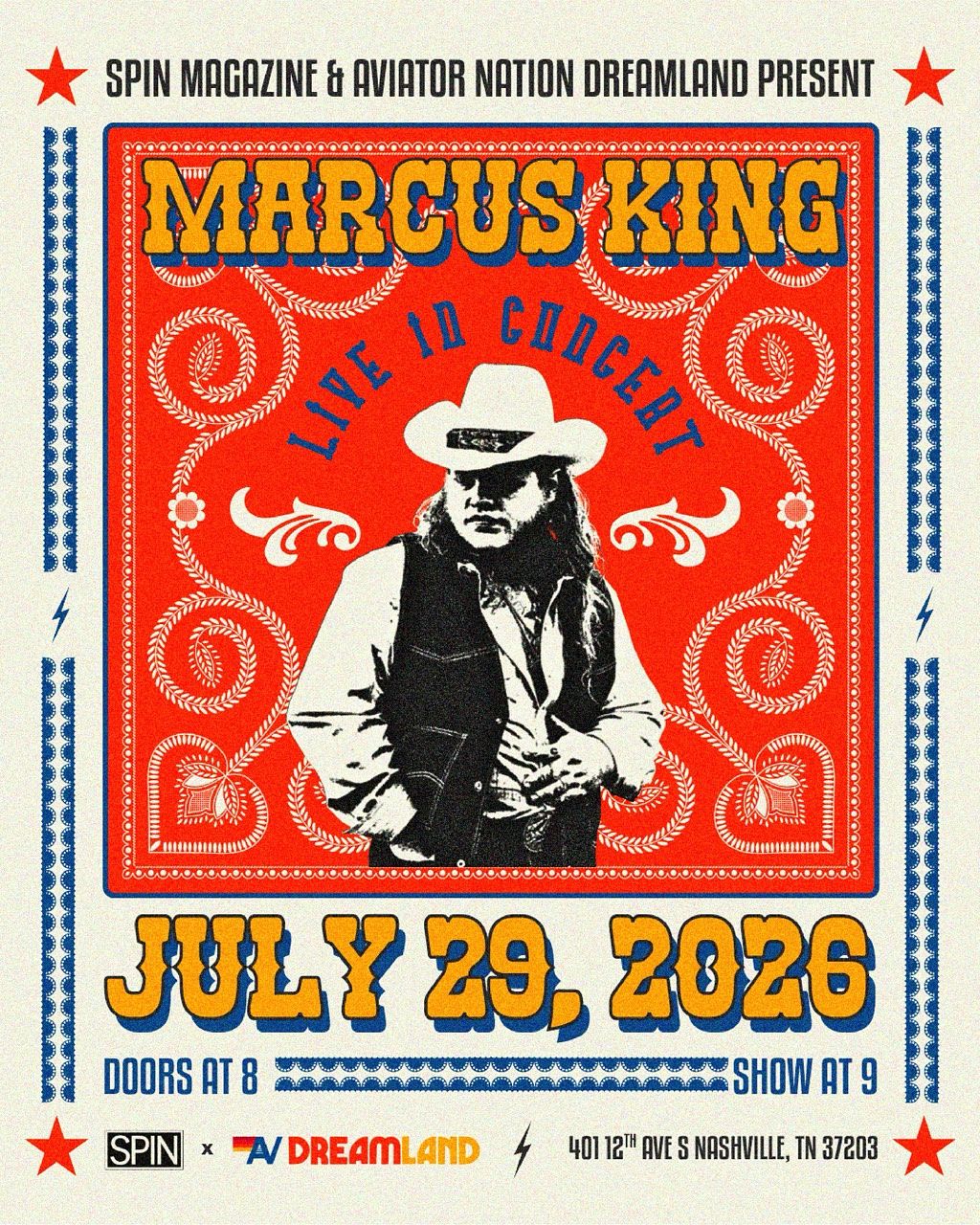 CRYSTAL KING 　　コンサートパンフレット SPIN x Dreamland Presents: Marcus King Tickets at Dreamland
