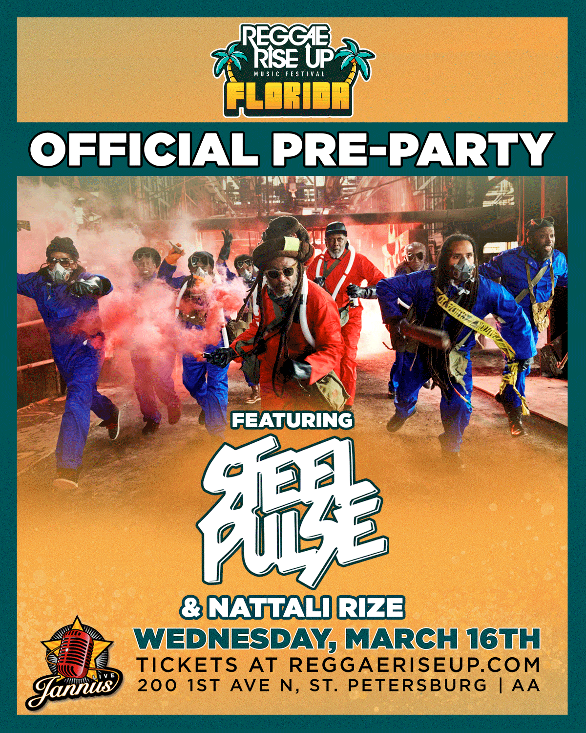 Reggae Rise Up PreParty with Steel Pulse Tickets at Jannus Live in St