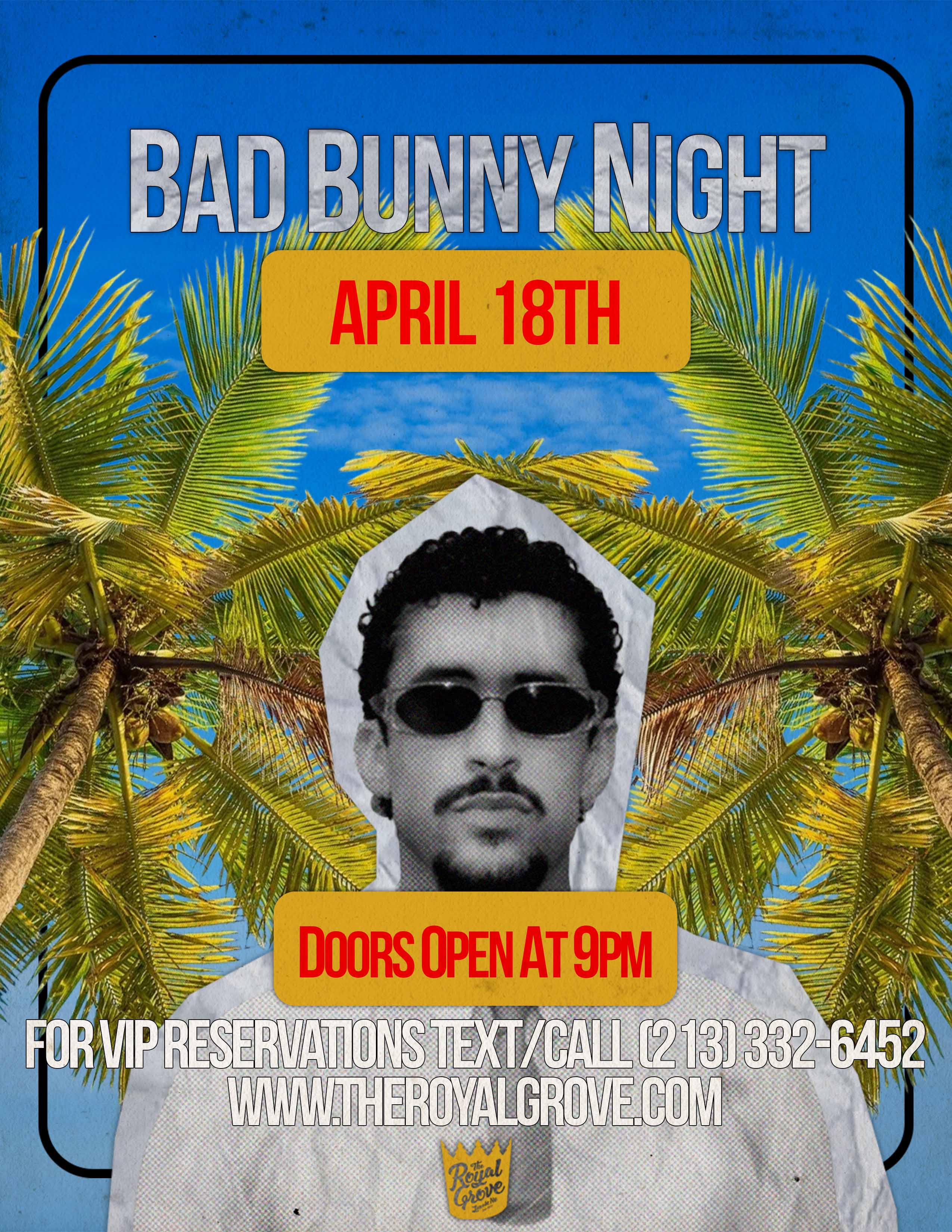 【激レア】「BAD BUNNY」ロンT & リストバンド　VIPエリアで配布 Bad Bunny Night Tickets at The Royal Grove in Lincoln by The Royal