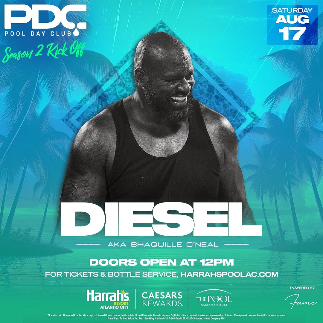 DJ DIESEL aka SHAQUILLE O'NEAL at The Pool at Harrah's Resort Atlantic City Saturday, August 17, 2024