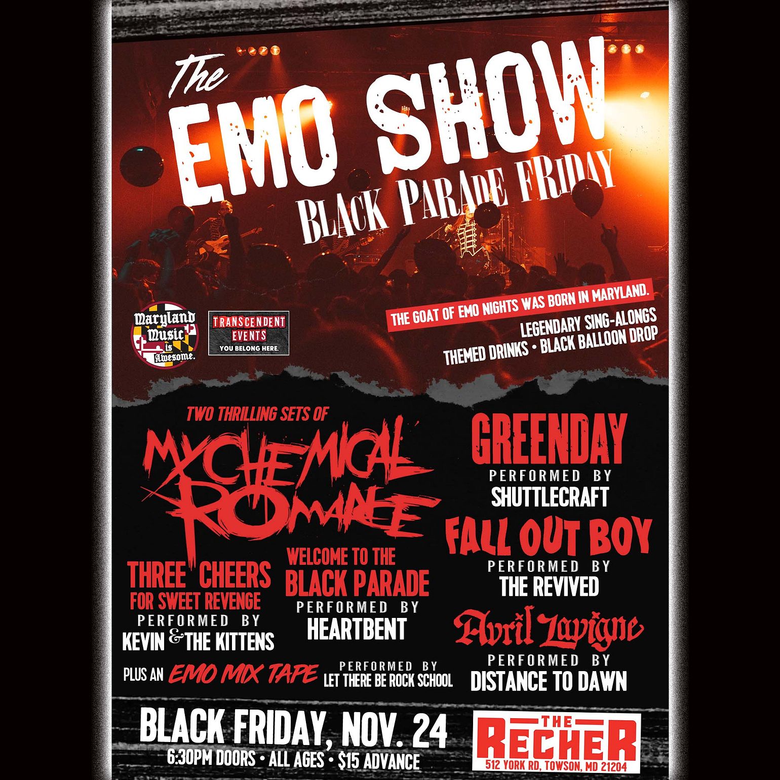 The Emo Show Black Parade Friday Tickets at The Recher in Towson by