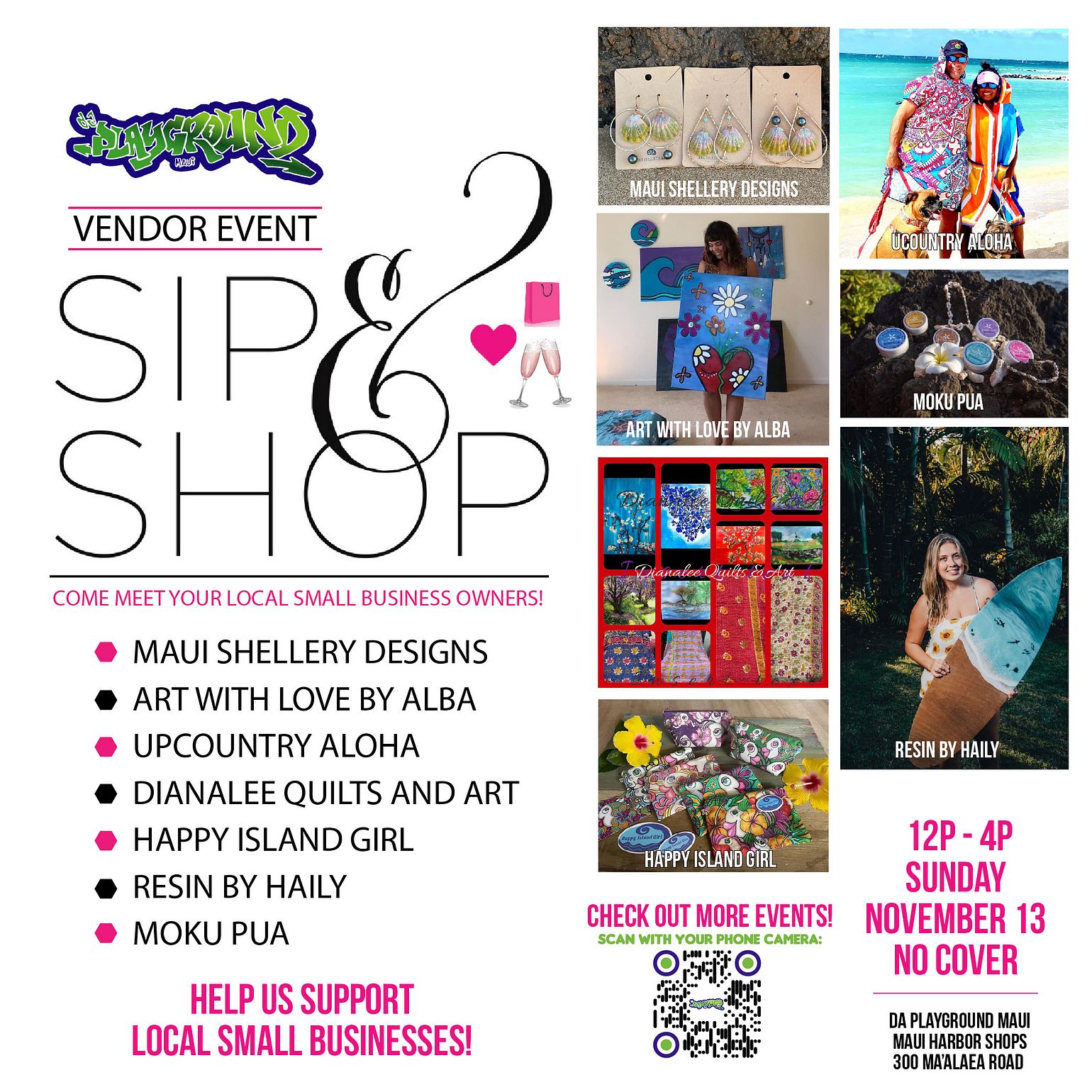 SIP N SHOP - SMALL BUSINESS VENDOR EVENT Tickets at da Playground Maui ...