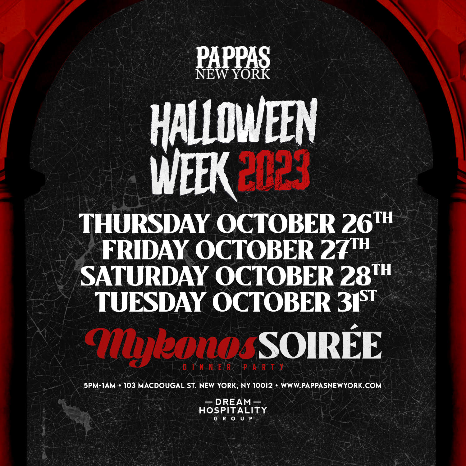 HALLOWEEN WEEK PAPPAS NYC Tickets at PAPPAS NYC in NEW YORK by Dream