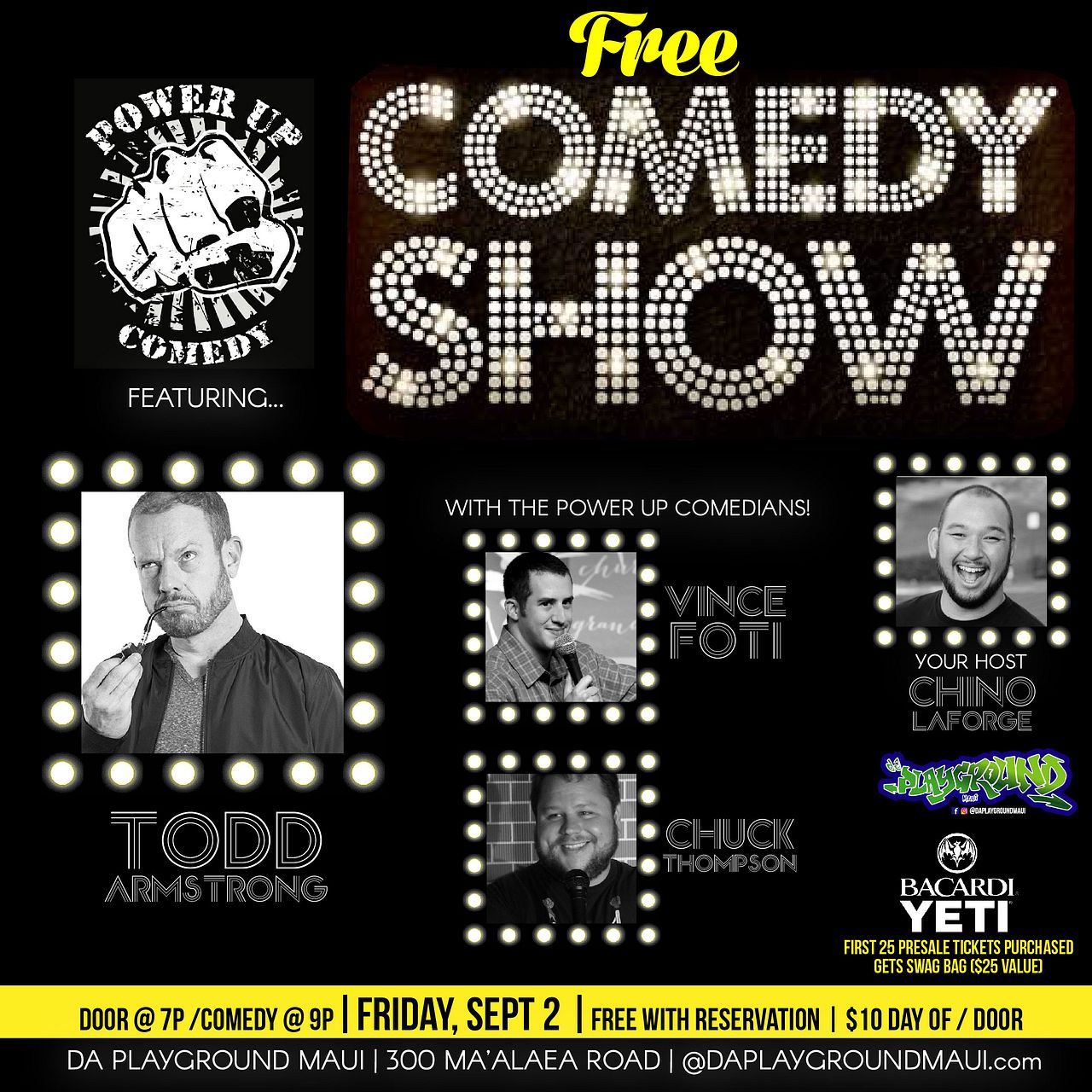 FREE COMEDY SHOW with TODD ARMSTRONG Tickets at da Playground Maui in ...