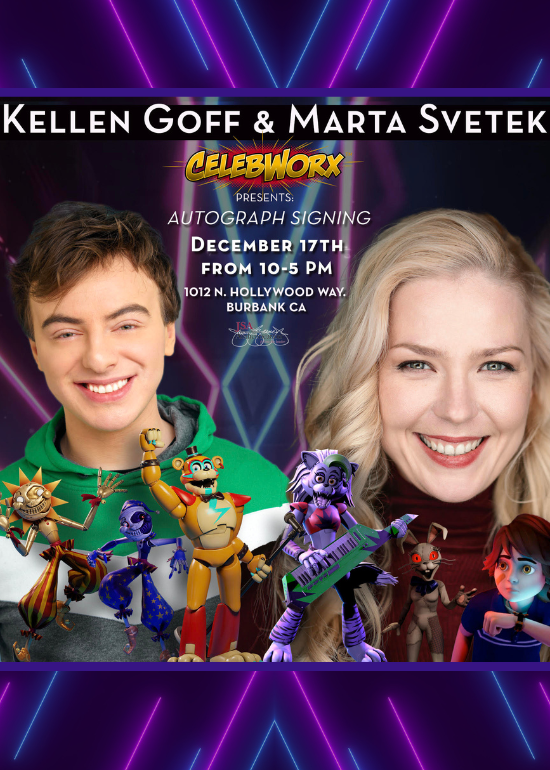 Watch Five Nights at Freddy's stars Kellen Goff and Marta Svetek from  Security Breach from MCM May 2023!