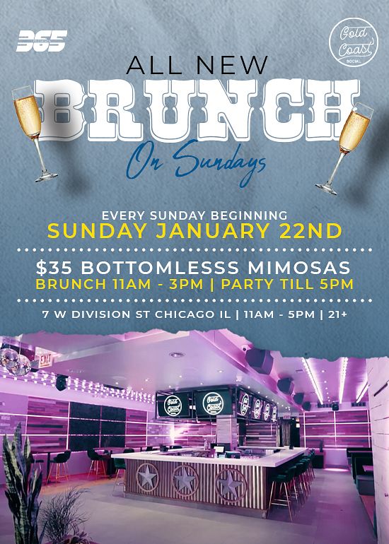 MIMOSAS & BRUNCH SUNDAYS Tickets at Gold Coast Social in Chicago by 365 ...