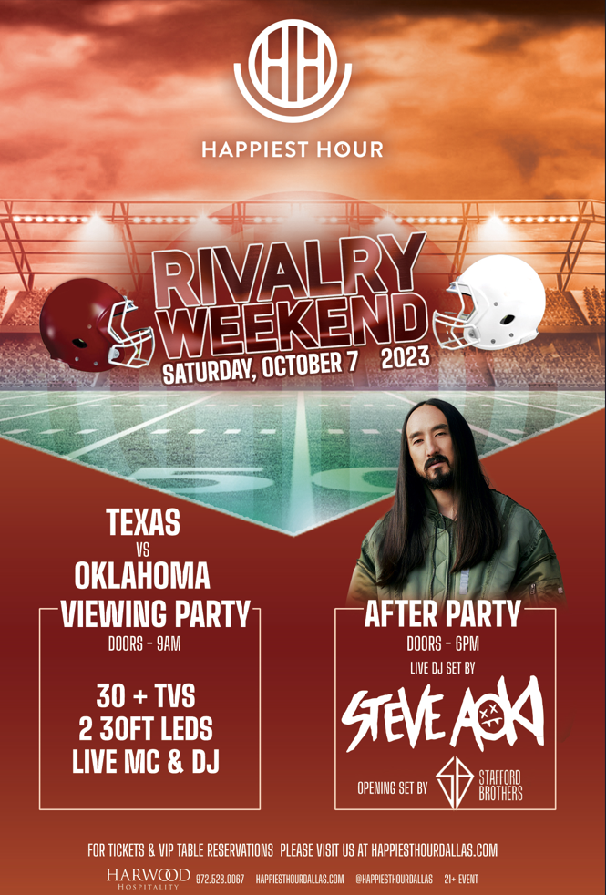 TX VS. OU RIVALRY WEEKEND Tickets at Happiest Hour in Dallas by Harwood