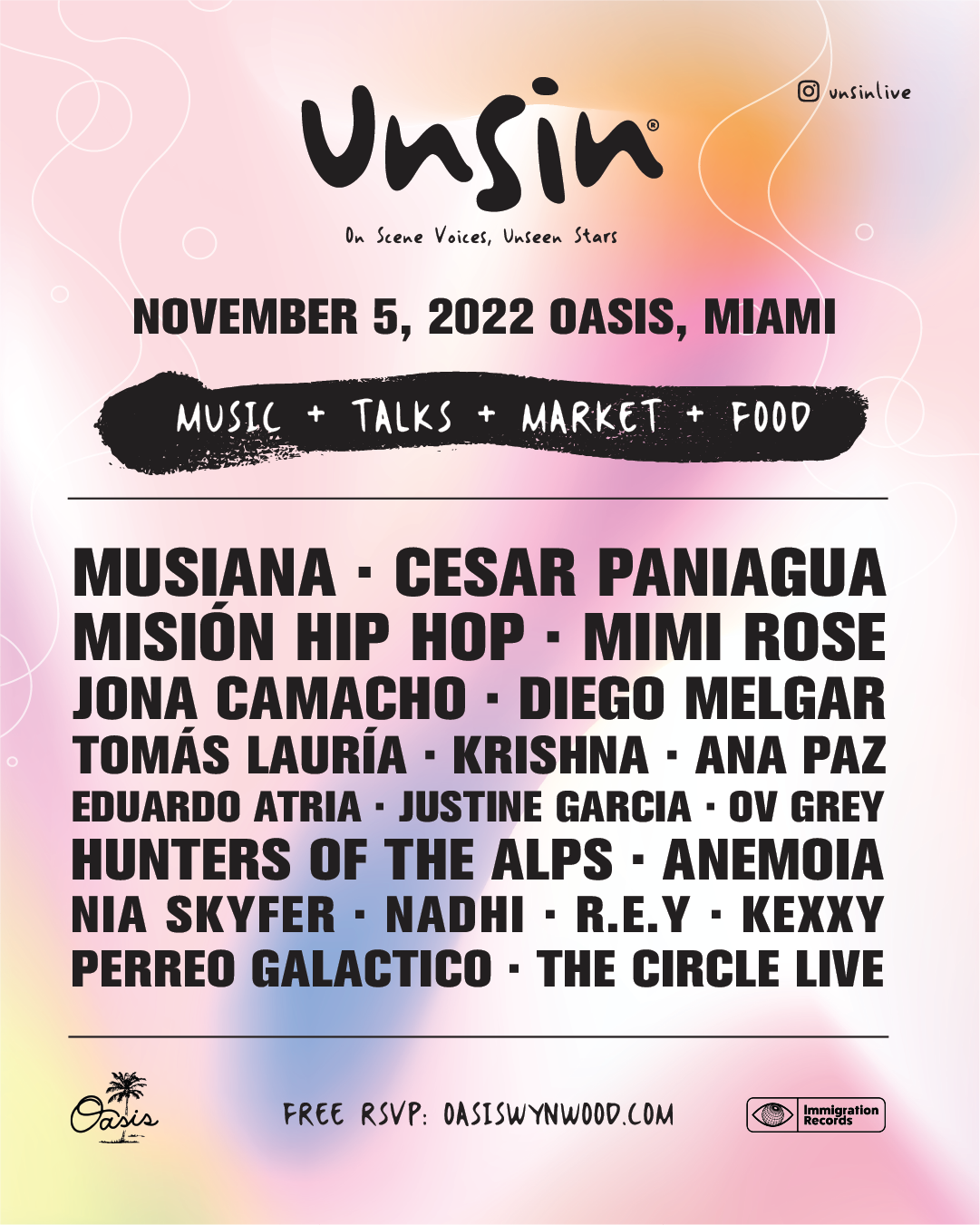 Unsin Tickets at Oasis Wynwood in Miami by Oasis Wynwood Tixr