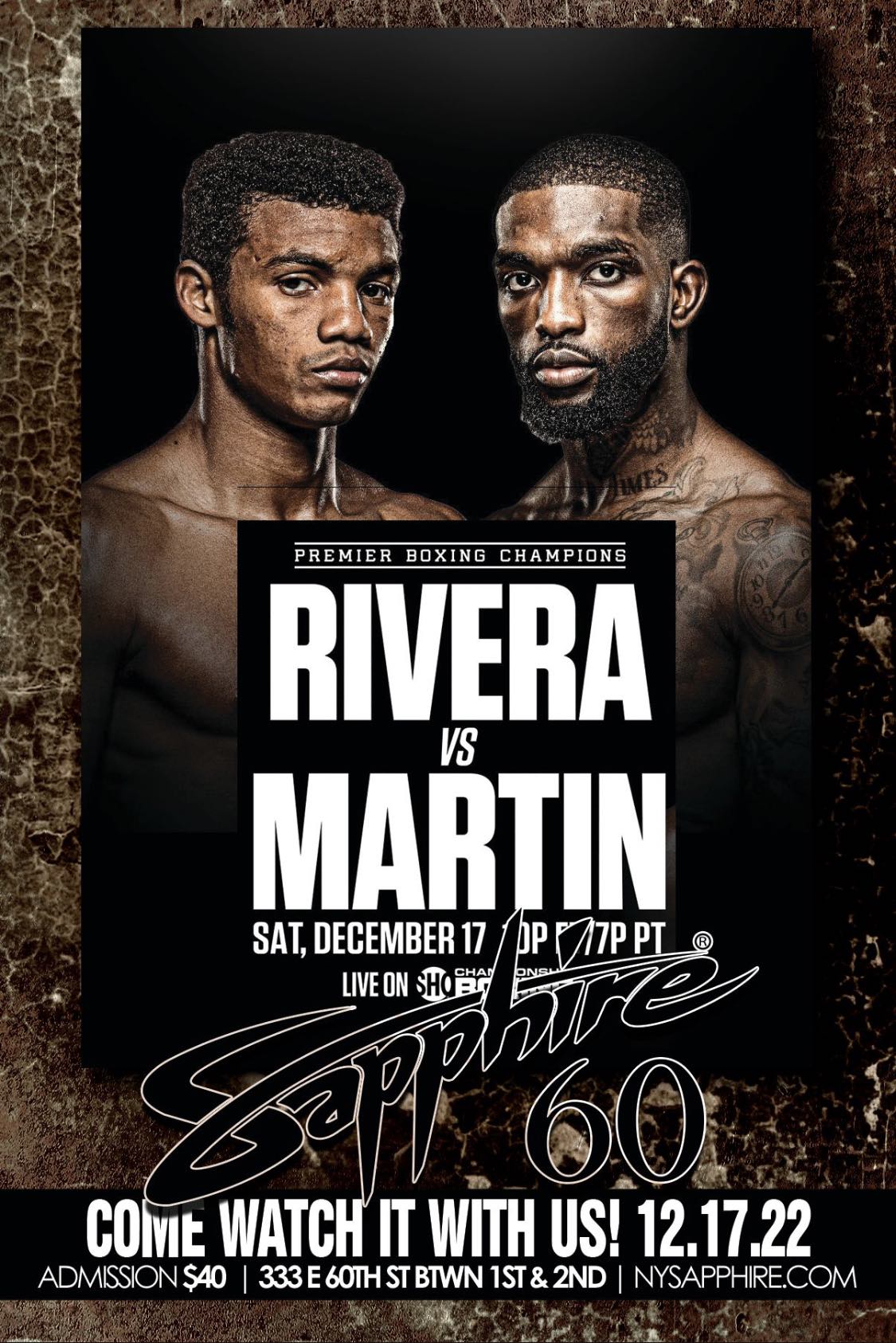 Michel Rivera vs Frank Martin Tickets at Sapphire 60 in New York by ...