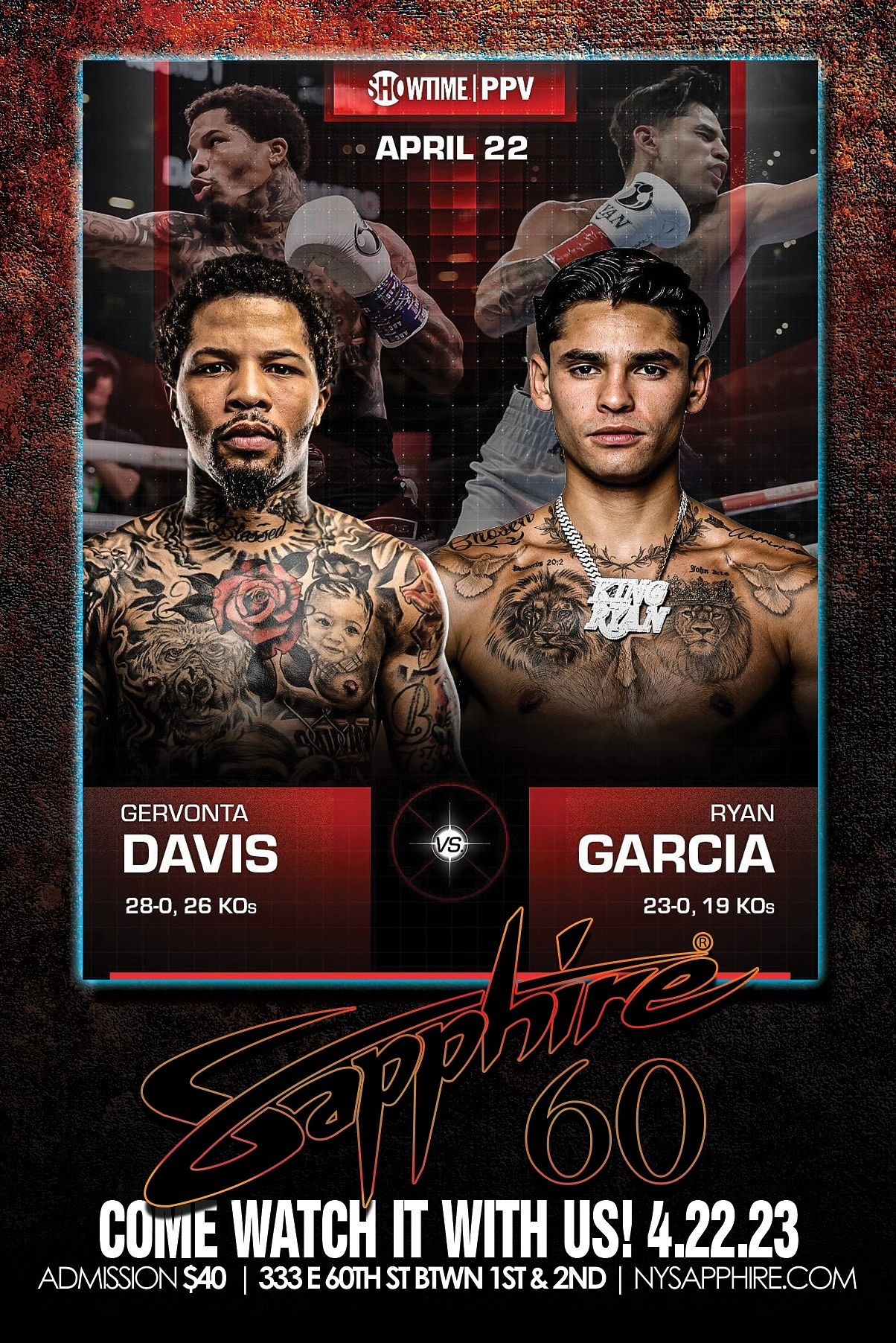 Davis vs Garcia Tickets at Sapphire 60 in New York by Sapphire Tixr