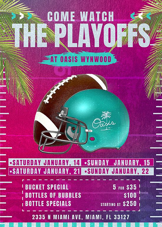 NFL PLAYOFF VIEWING PARTY Tickets at Oasis Wynwood in Miami by Oasis  Wynwood