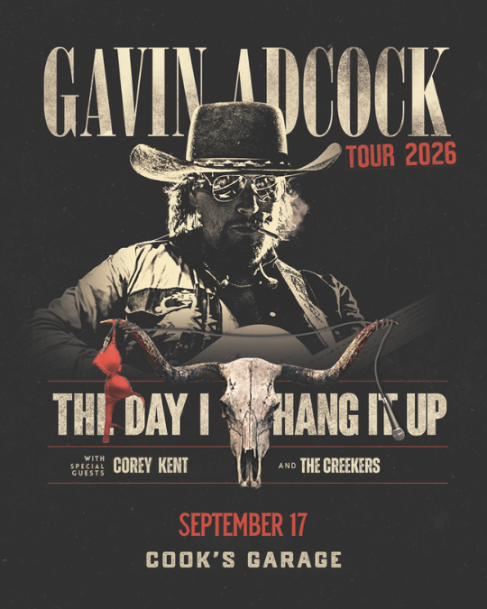 ミュージック drug store cowboy 20th anniversary gig GAVIN ADCOCK: THE DAY I HANG IT UP Tickets at Cook's Garage in
