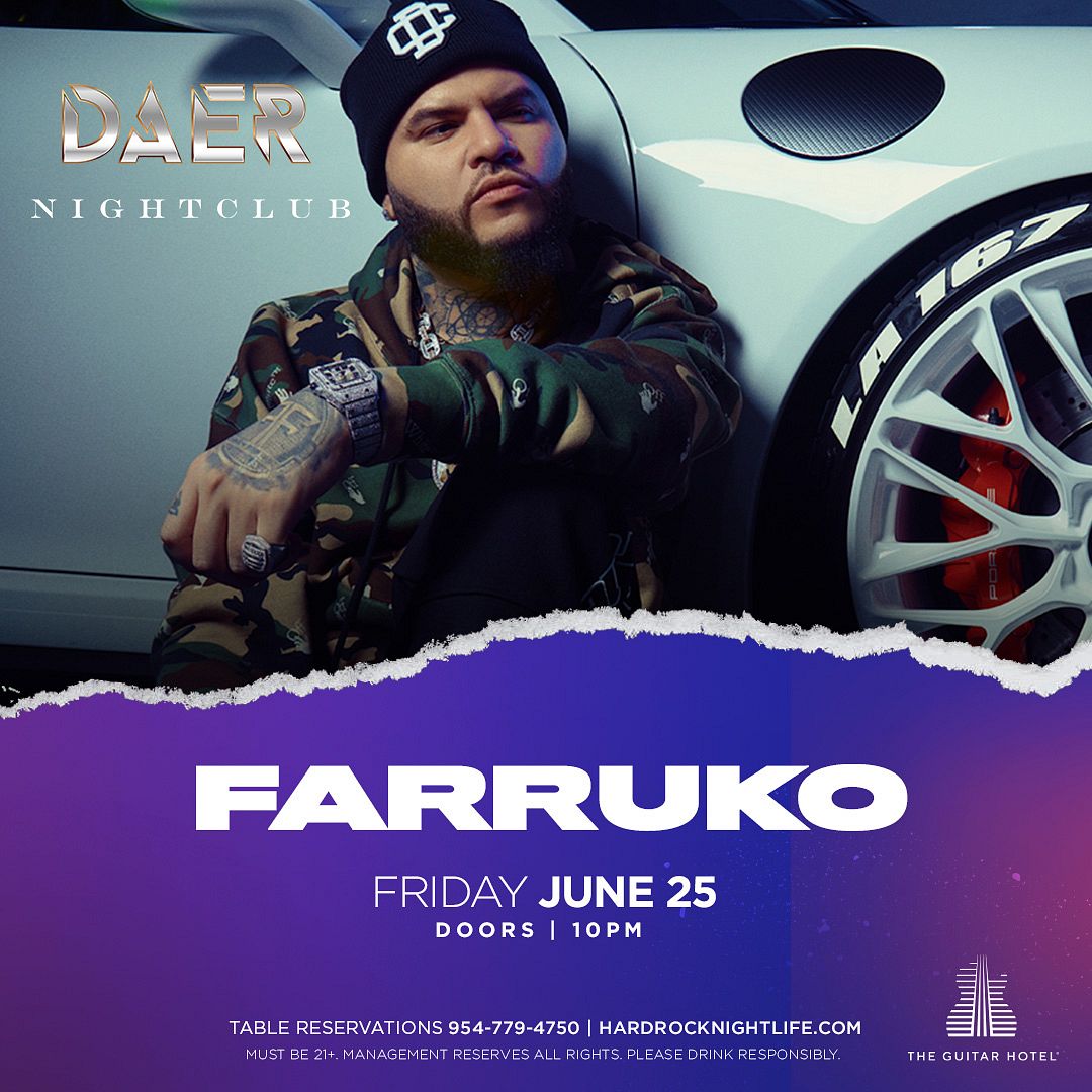 Farruko Tickets at DAER South Florida in Hollywood by DAER