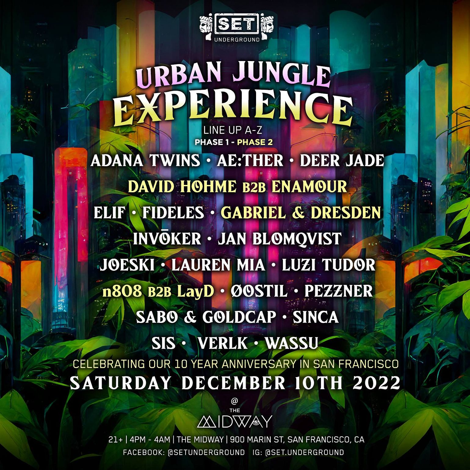 Set Underground's Urban Jungle Experience Tickets at The Midway in San  Francisco by The Midway SF | Tixr