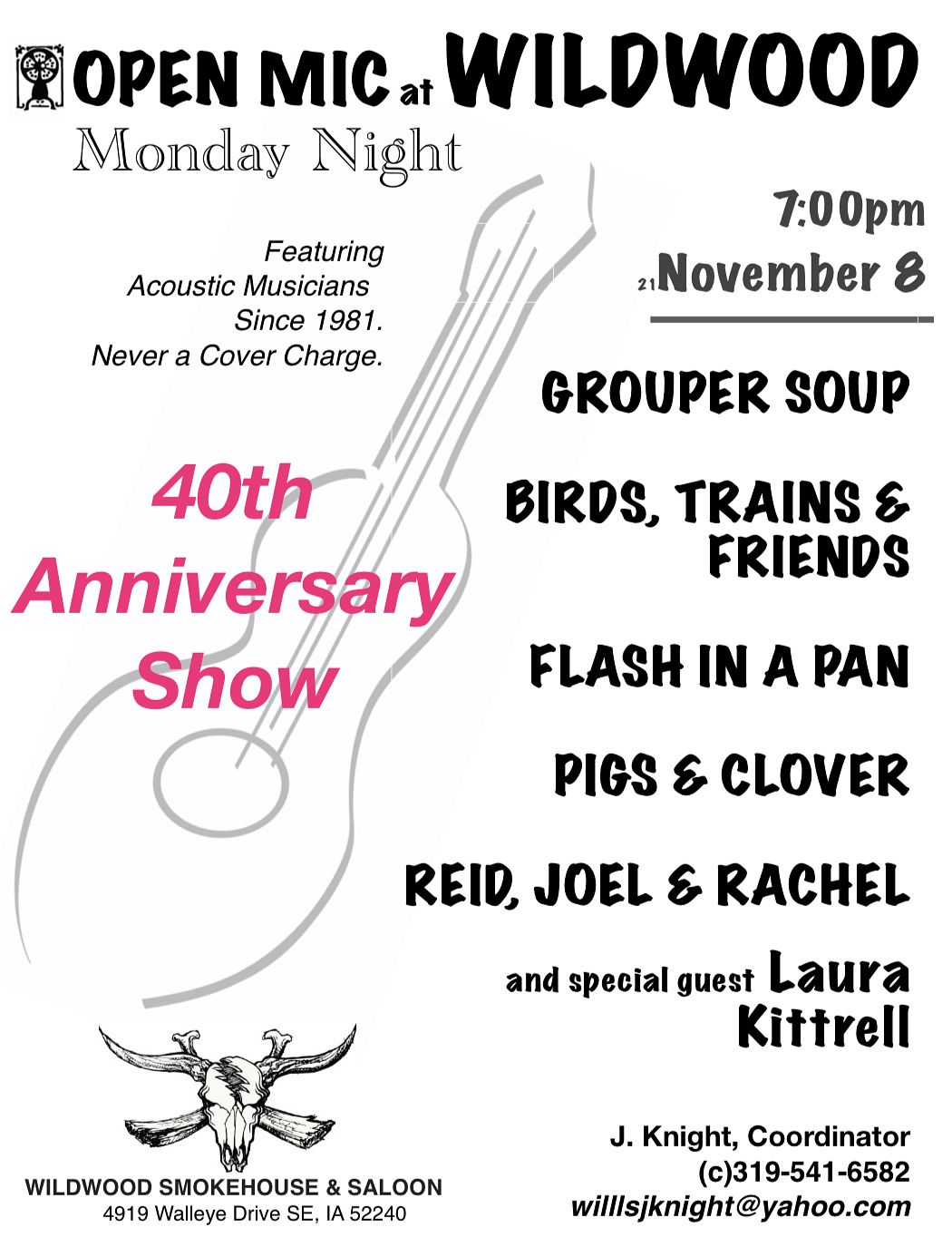 Open Mic 40th Anniversary Tickets at Wildwood in Iowa City by Wildwood