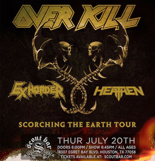 Overkill Scorching The Earth Tour (Houston) Tickets at Scout Bar in