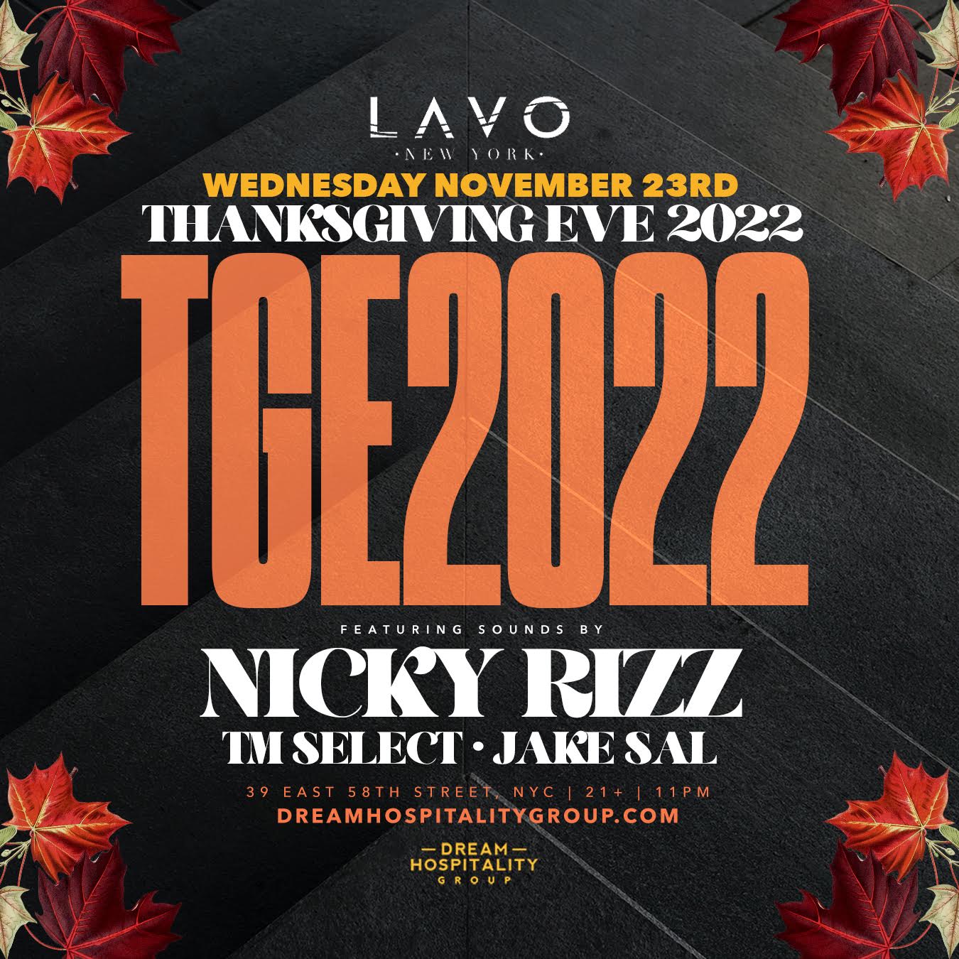 THANKSGIVING EVE LAVO Tickets at Lavo NYC in New York by Dream