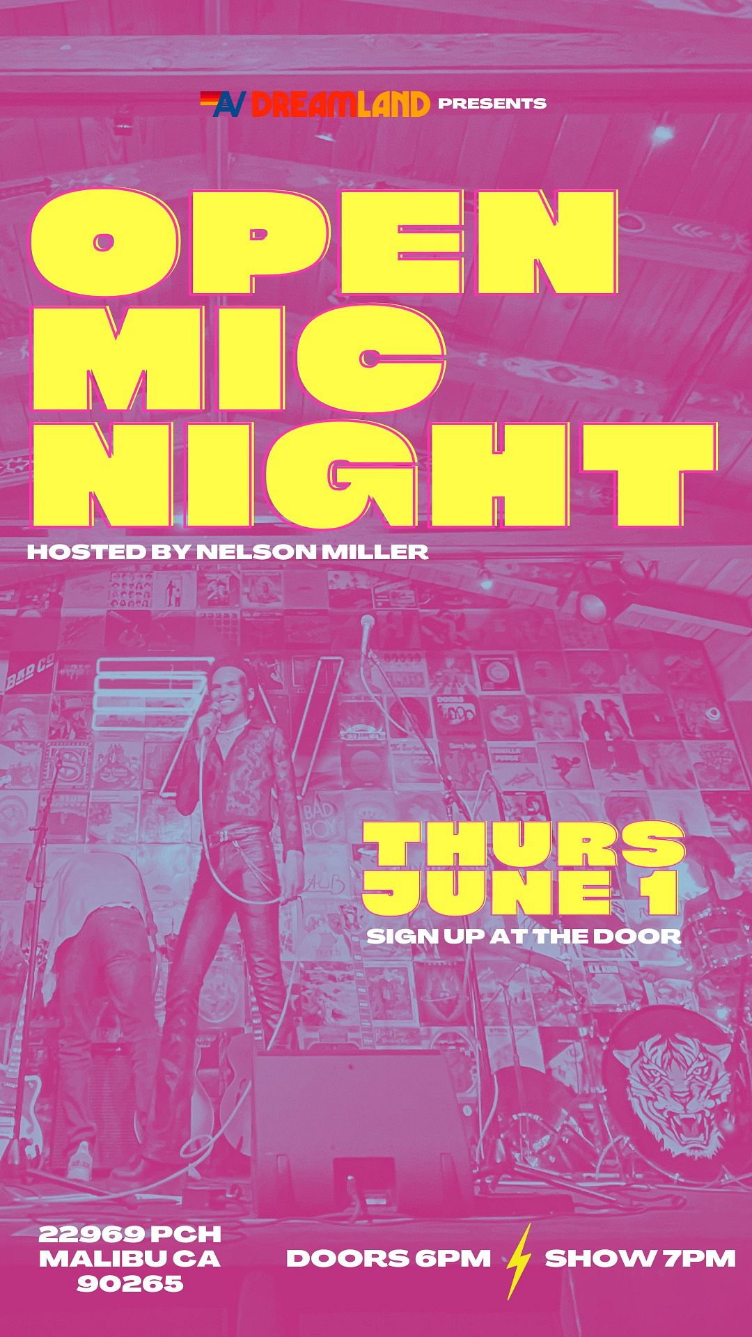 Open Mic Night Tickets at Aviator Nation Dreamland in Malibu by Dreamland Tixr