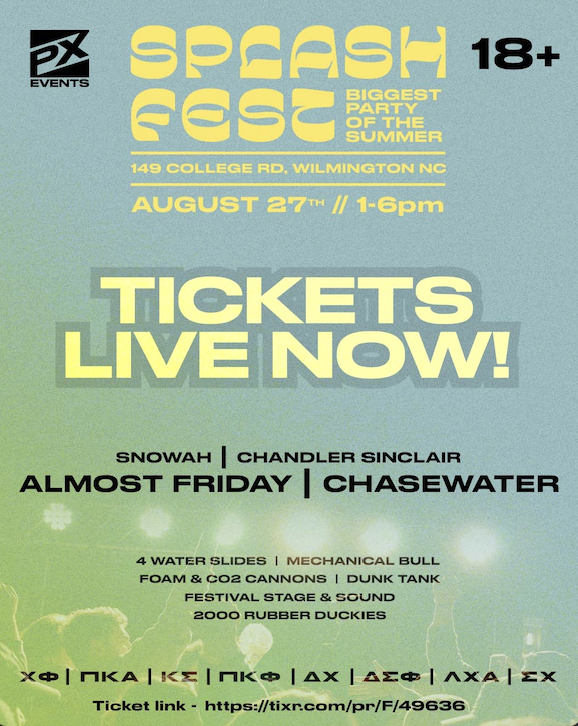 Splash Fest Tickets at Pantana Bobs in wilmington by Varnish Wilmington