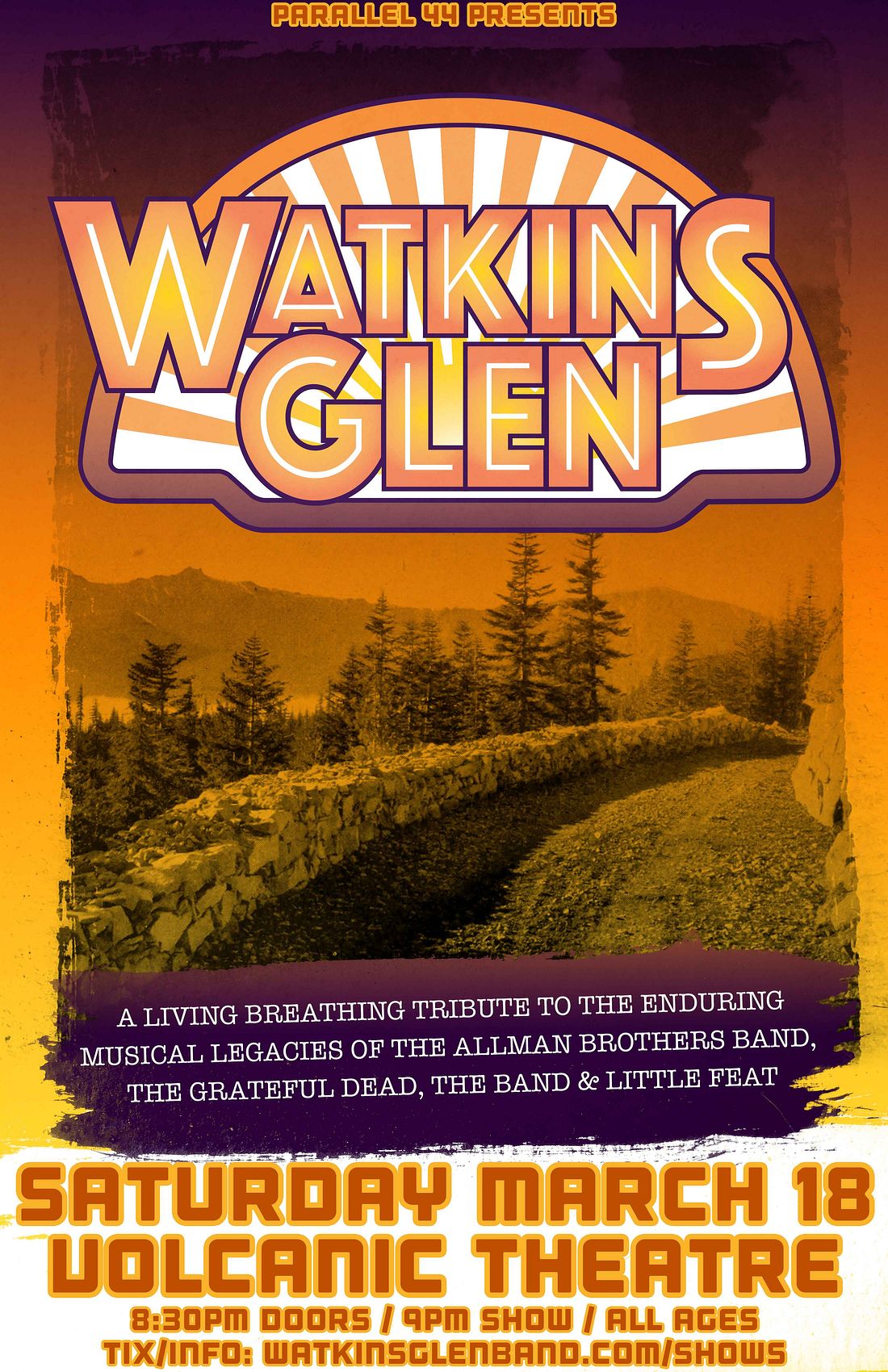 WATKINS GLEN Tickets at Volcanic Theater Pub in Bend by Volcanic