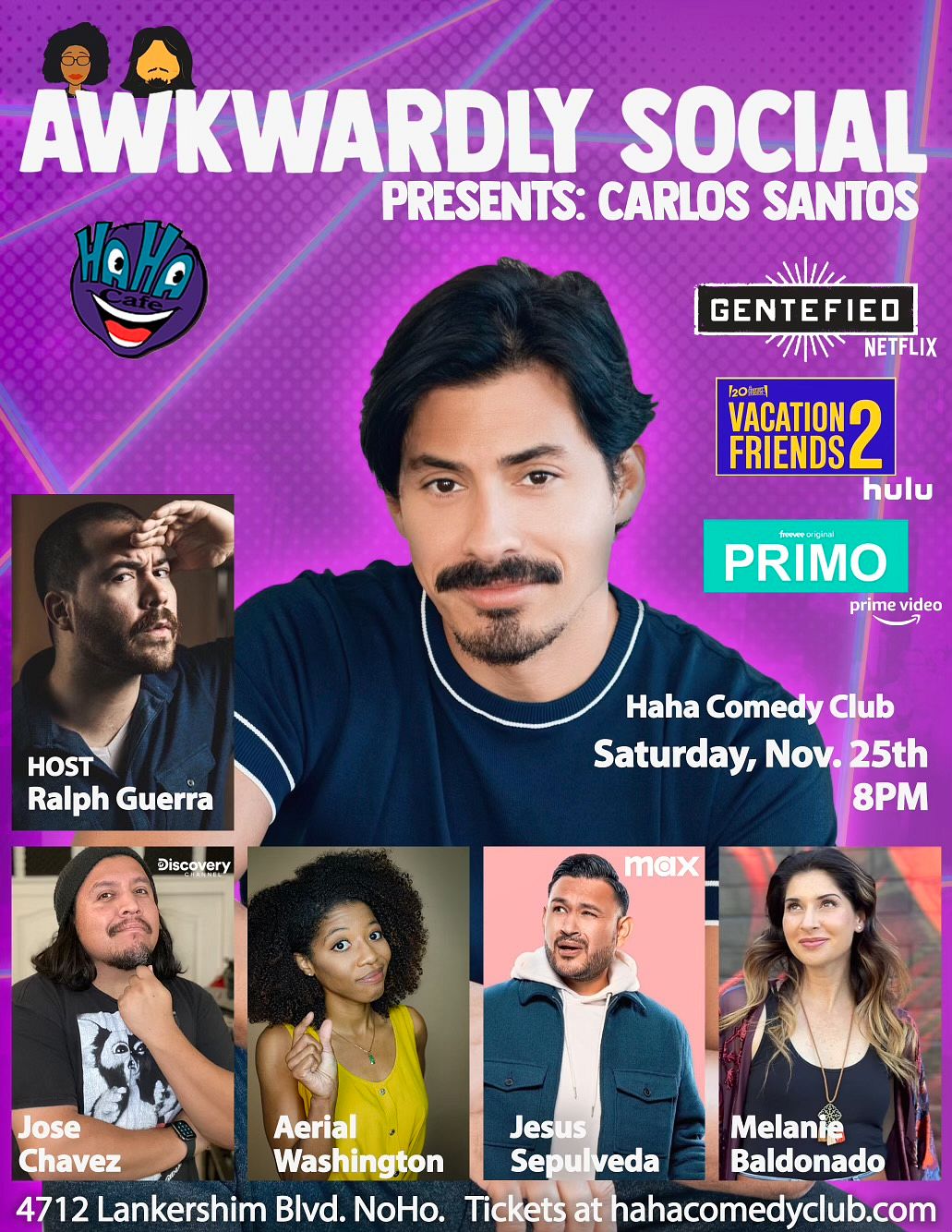 Awkwardly Social Presents: Carlos Santos Tickets at Ha Ha Comedy Club ...