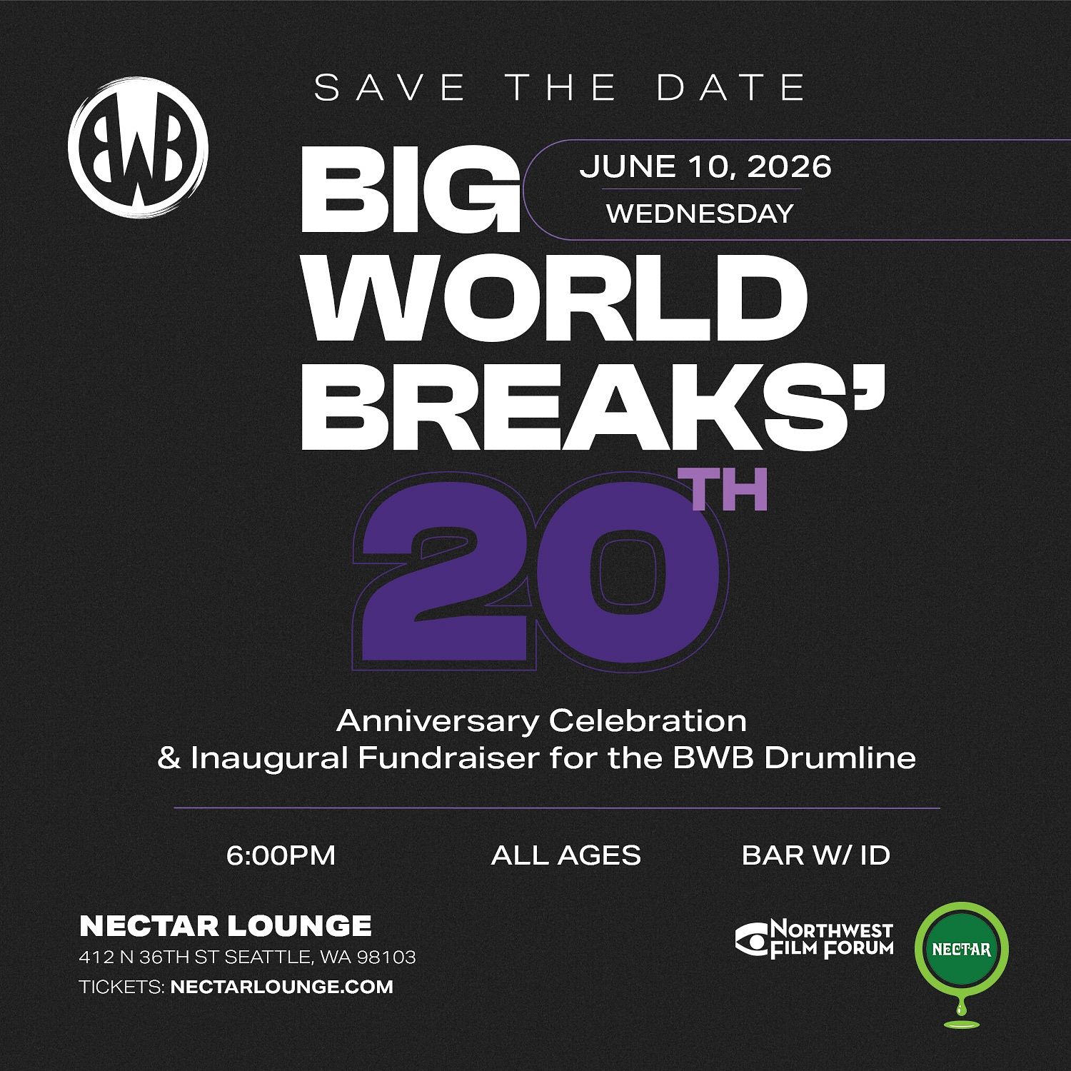 Big World Breaks 20th Anniversary Celebration Tickets at Nectar