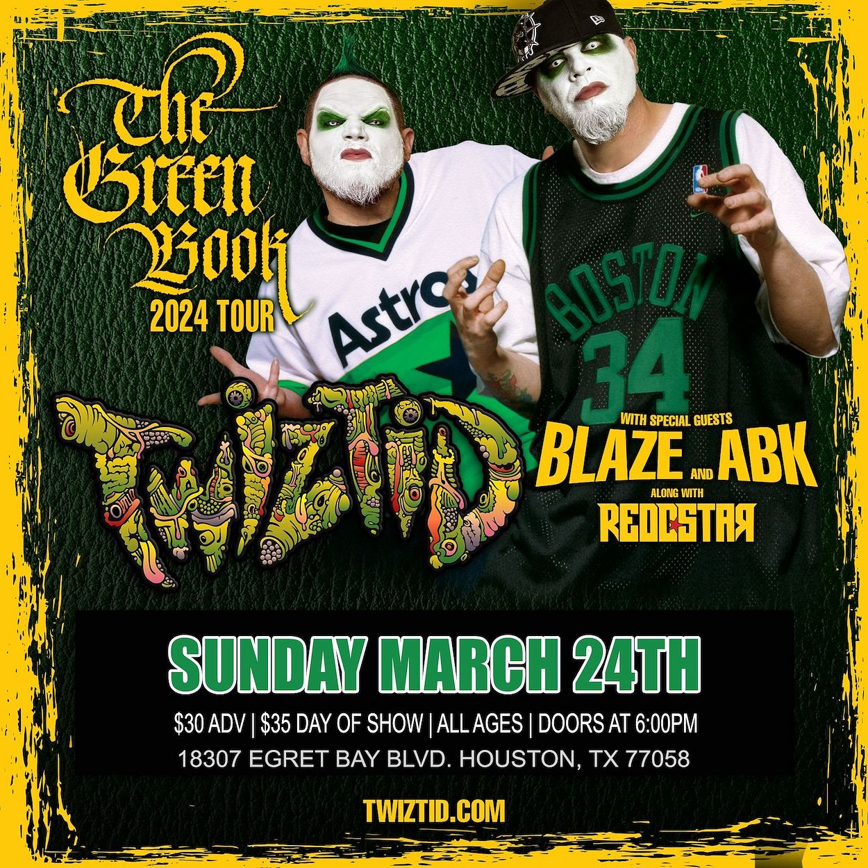 Twiztid The Green Book Tour (Houston) Tickets at Scout Bar in Houston by Din Productions Tixr