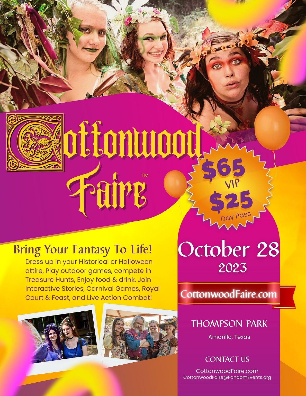 Cottonwood Faire 2023 Tickets at Thompson Memorial Park in Amarillo by  Fandom Events | Tixr