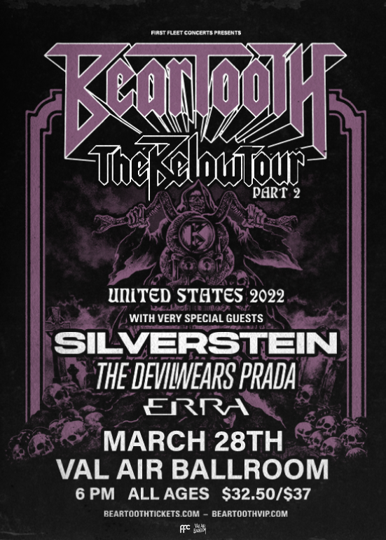 Beartooth - The Below Tour Part 2 Tickets at Val Air Ballroom in West ...