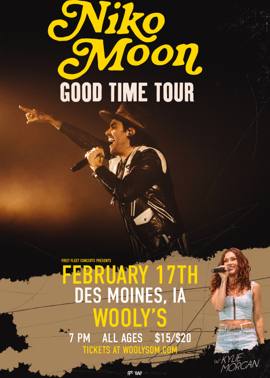 Niko Moon The Good Time Tour Tickets at Wooly's in Des Moines by