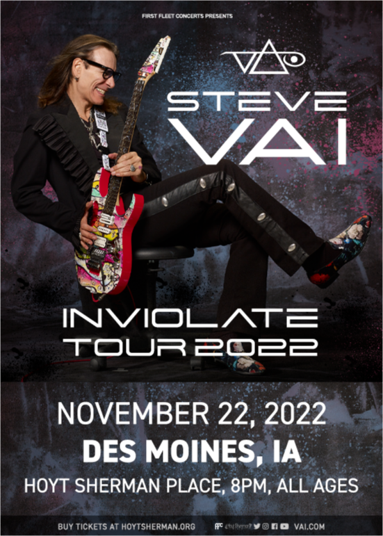 Steve Vai Inviolate Tour Tickets at Hoyt Sherman Place in Des Moines