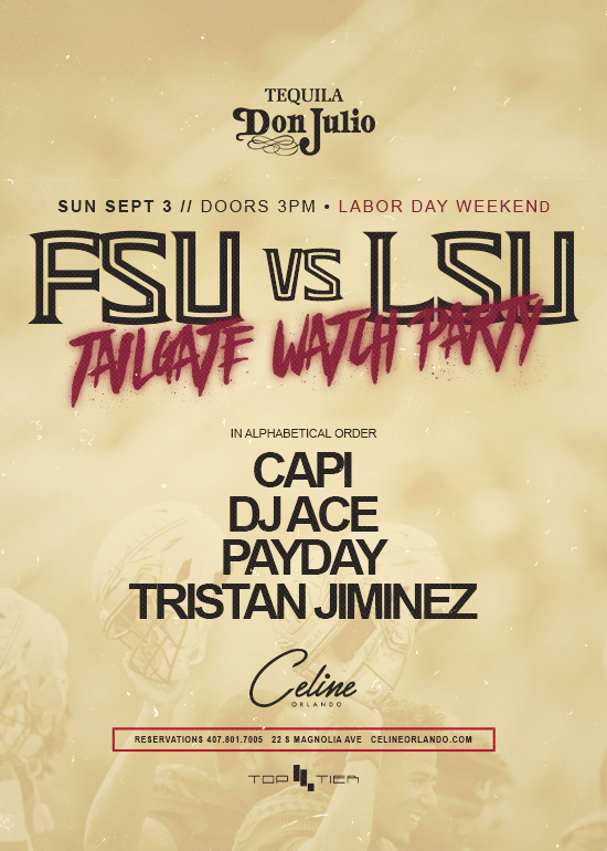 LSU vs FSU Tailgate Watch Party Tickets at CELINE ORLANDO in Orlando by