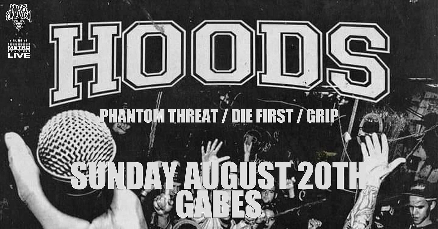 HOODS w/ Phantom Threat, Die First & Grip Tickets at Gabe's in Iowa