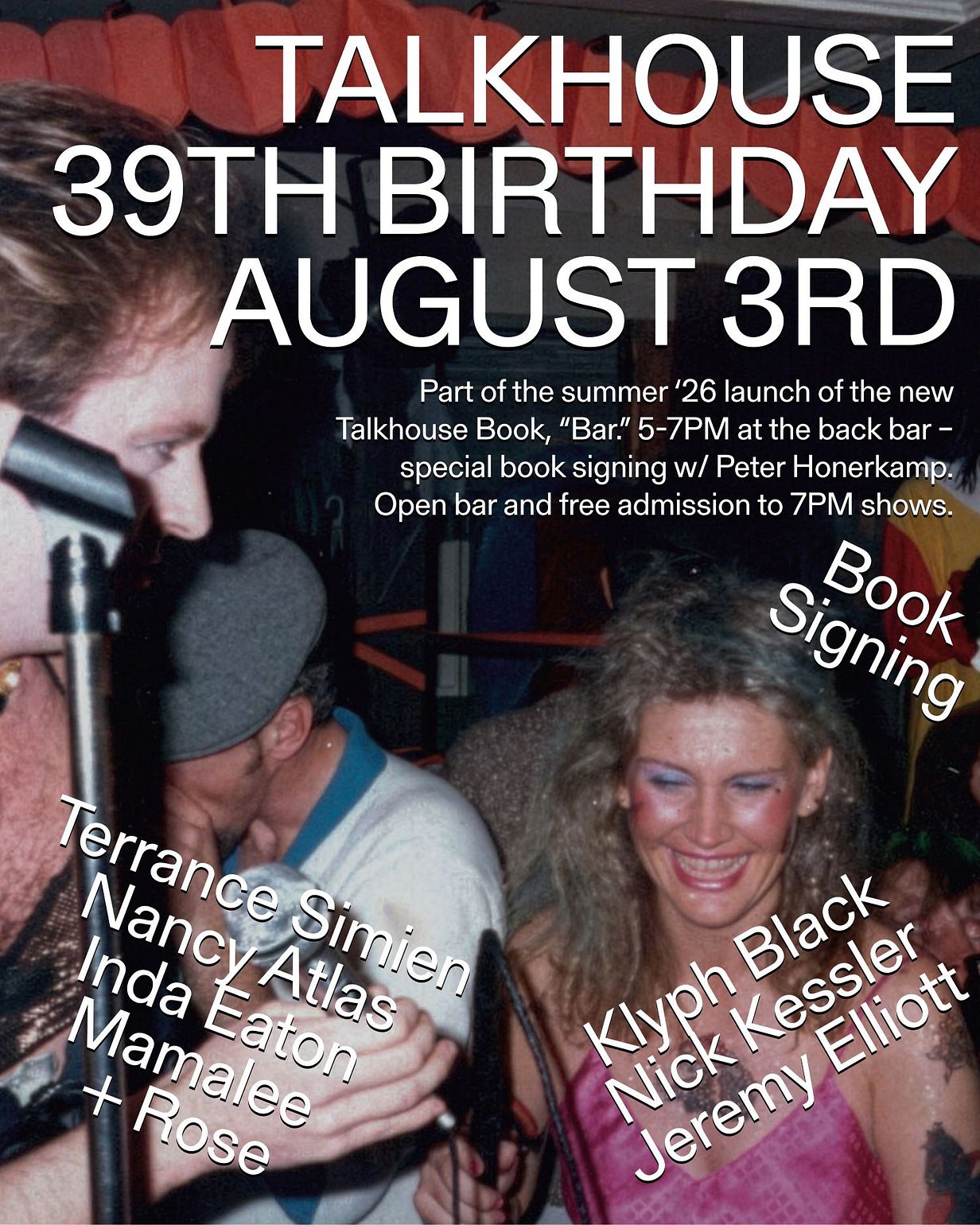 Talkhouse "BAR" Book Launch 5-7pm