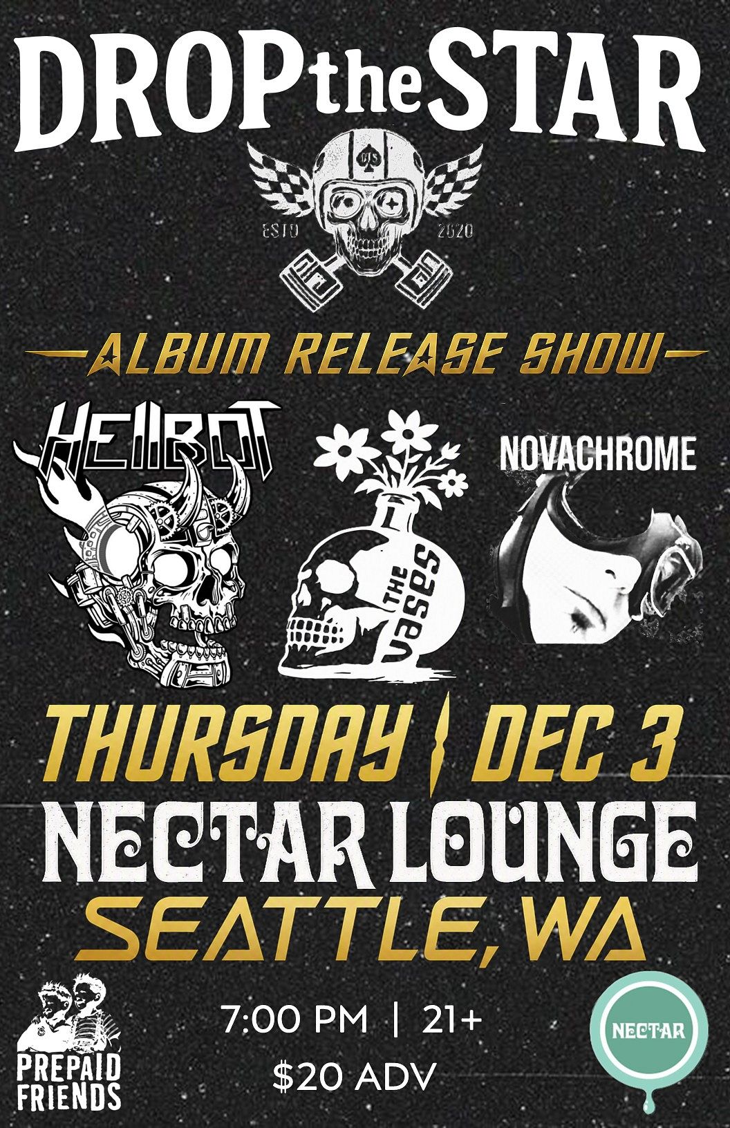 DROP the STAR *Album Release Show*, Novachrome, The Vases, Hellbot at Nectar Lounge