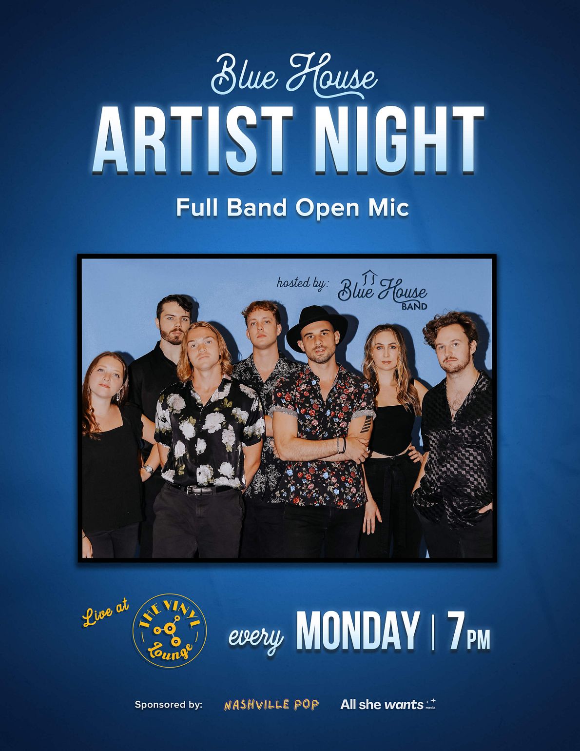 Blue House Artist Night Full Band Open Mic, hosted by Blue House Band