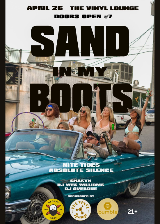 SAND IN MY BOOTS Tickets at The Vinyl Lounge in Nashville by The Vinyl