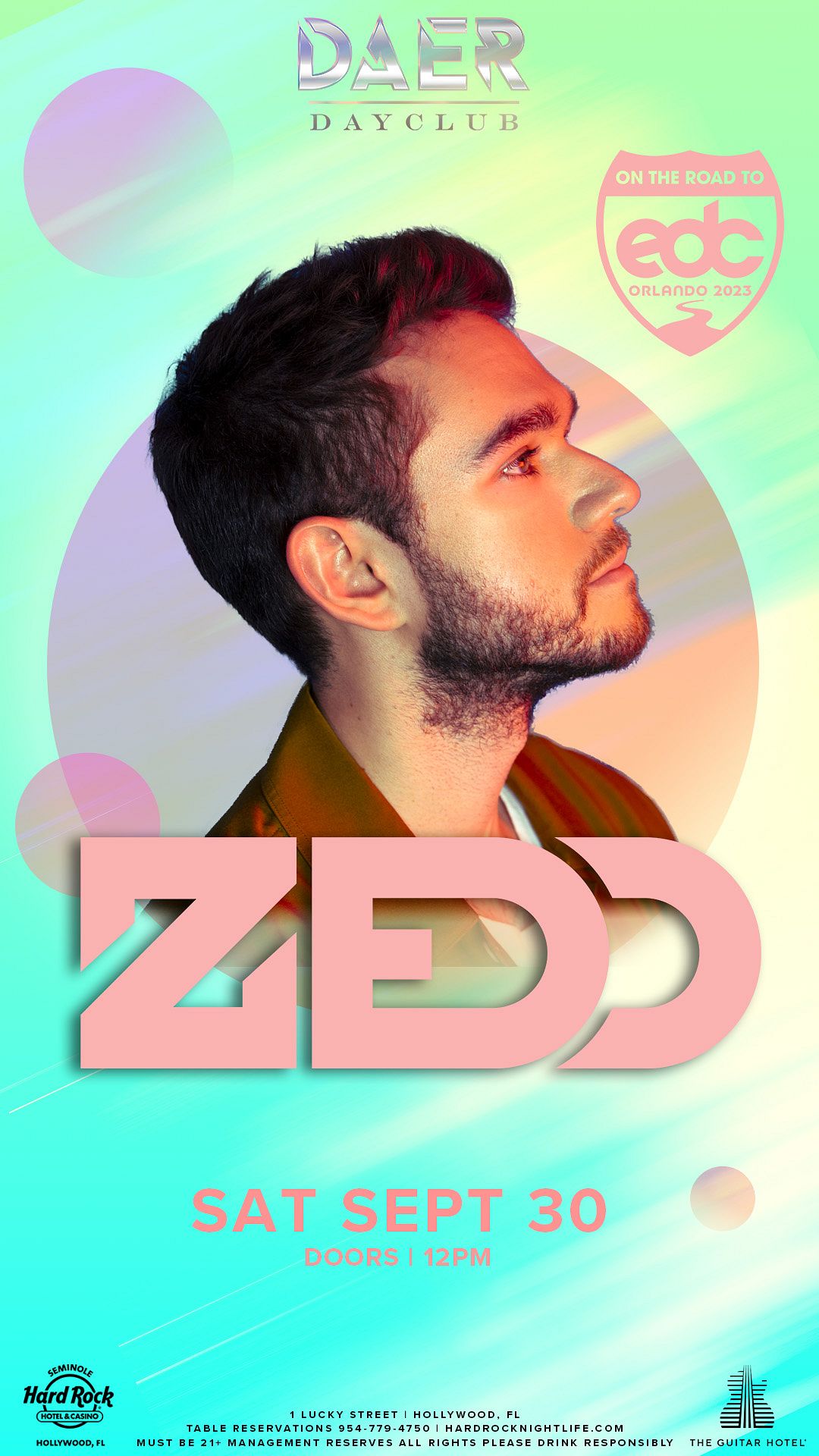 ZEDD DAER Hard Rock Holly Tickets at DAER South Florida in Hollywood by DAER