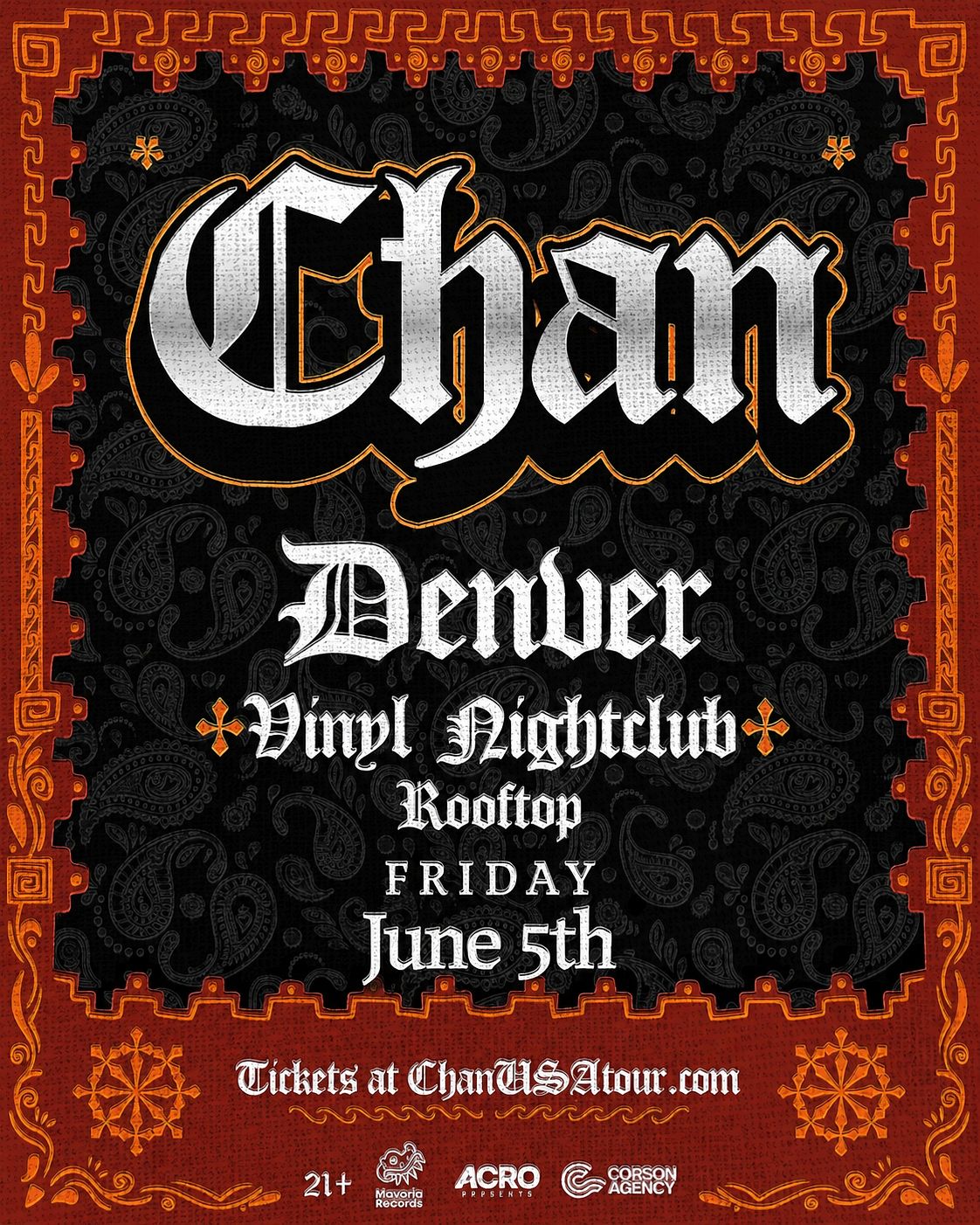 CHAN | USA TOUR | Denver Tickets at Club Vinyl in Denver by ACRO | Tixr