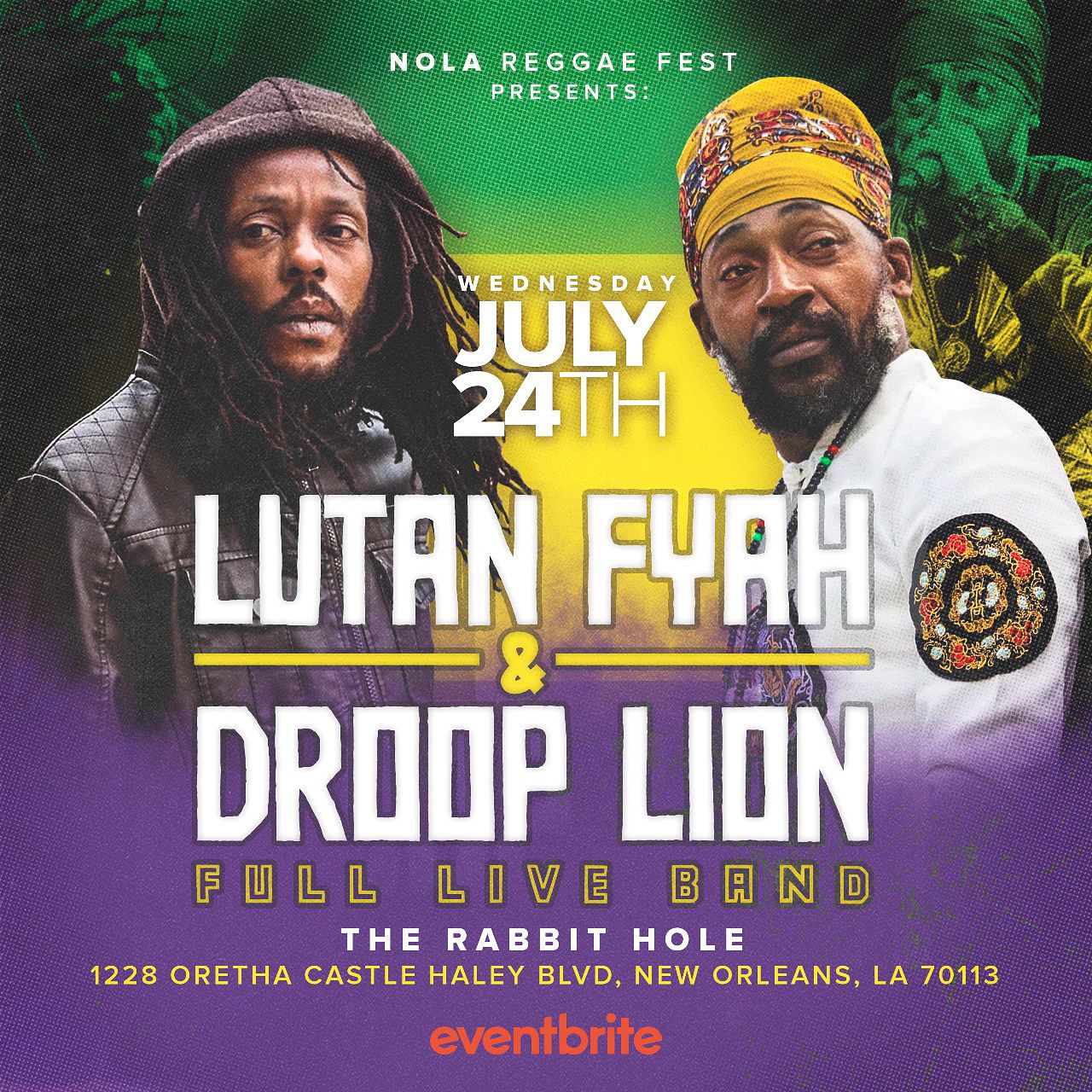 NOLA Reggae Fest Presents Lutan Fyah & Droop Lion Tickets at The