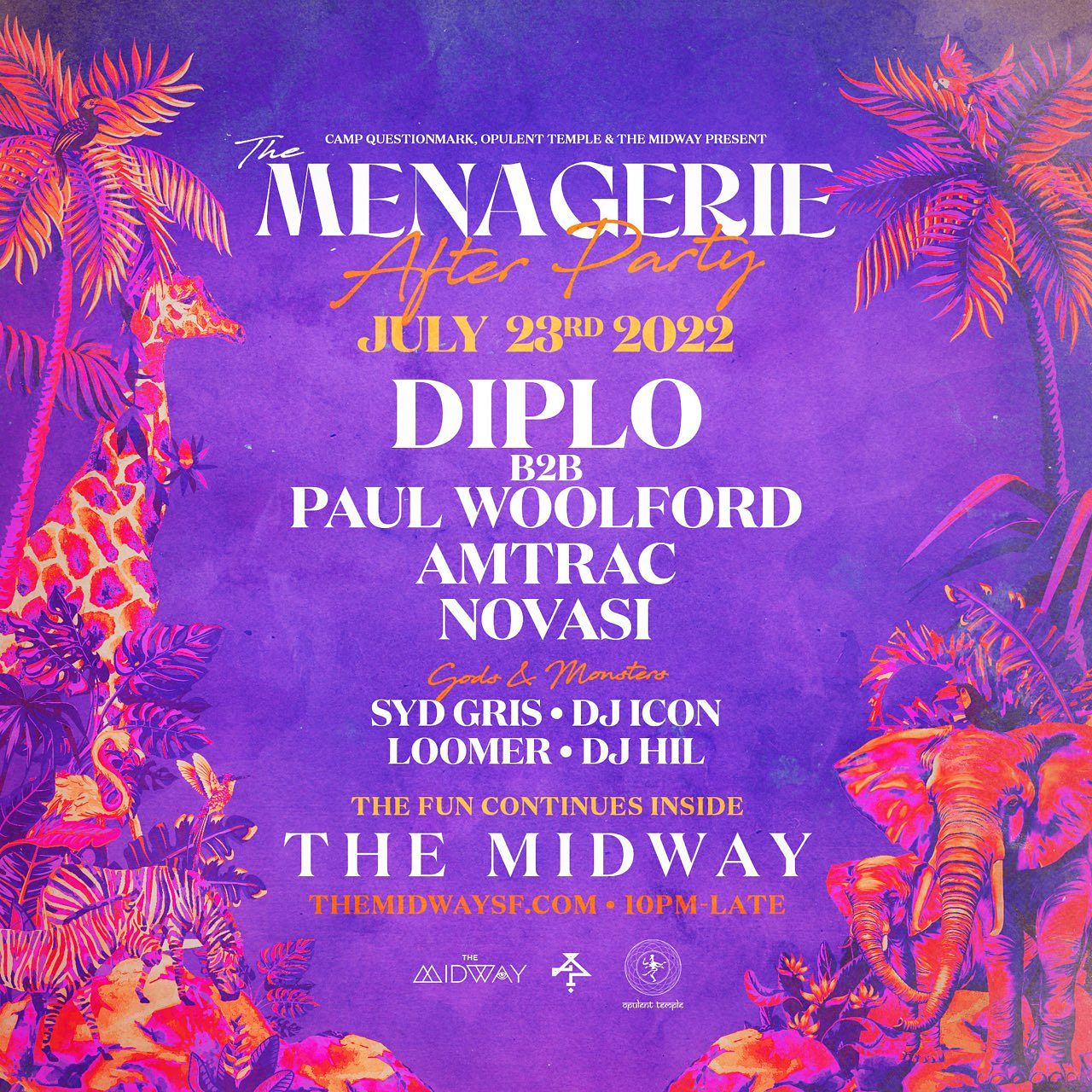 The Menagerie Official After Party Diplo & More Tickets at The Midway