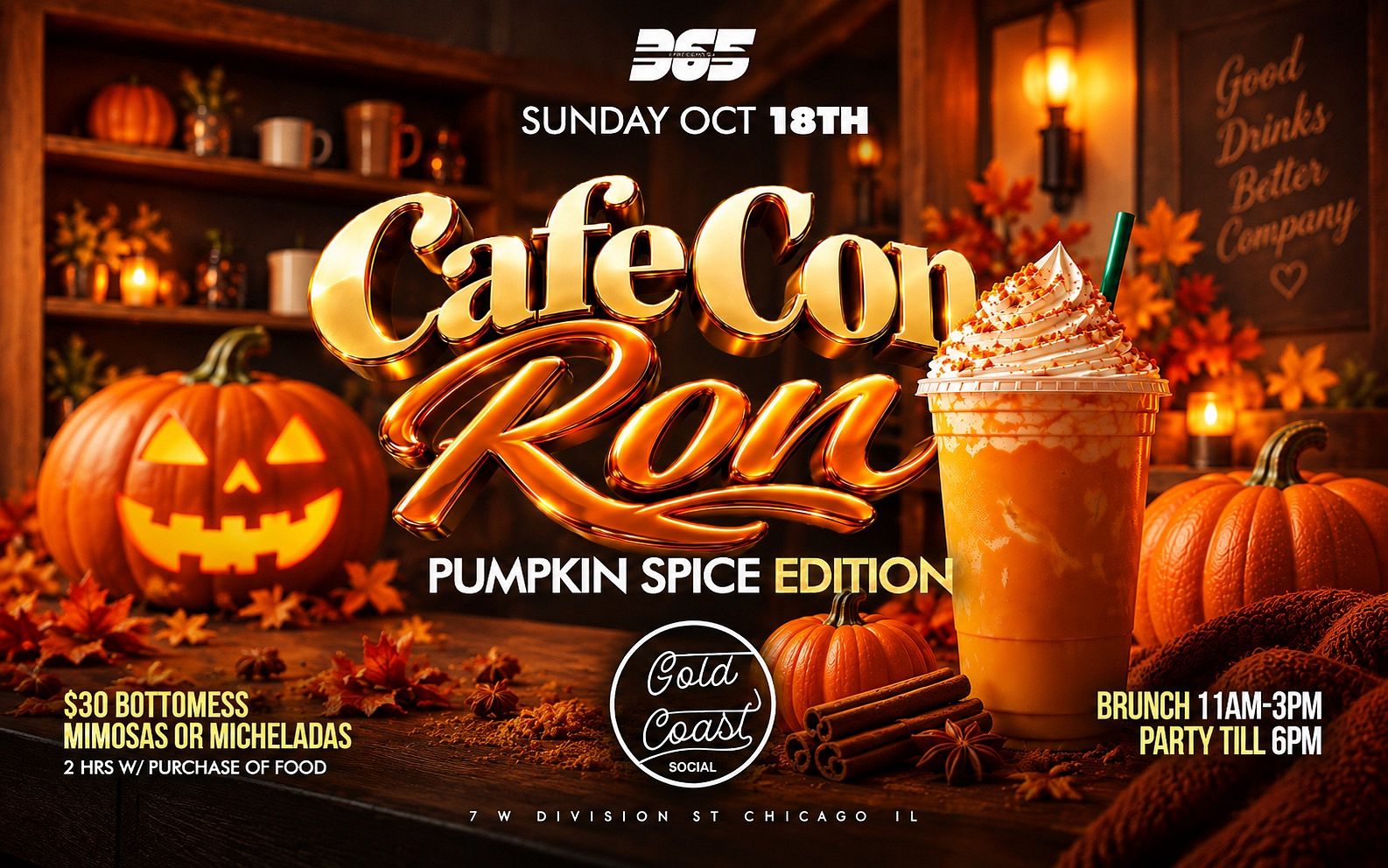 CAFE CON RON Y BRUNCH (21+) flyer