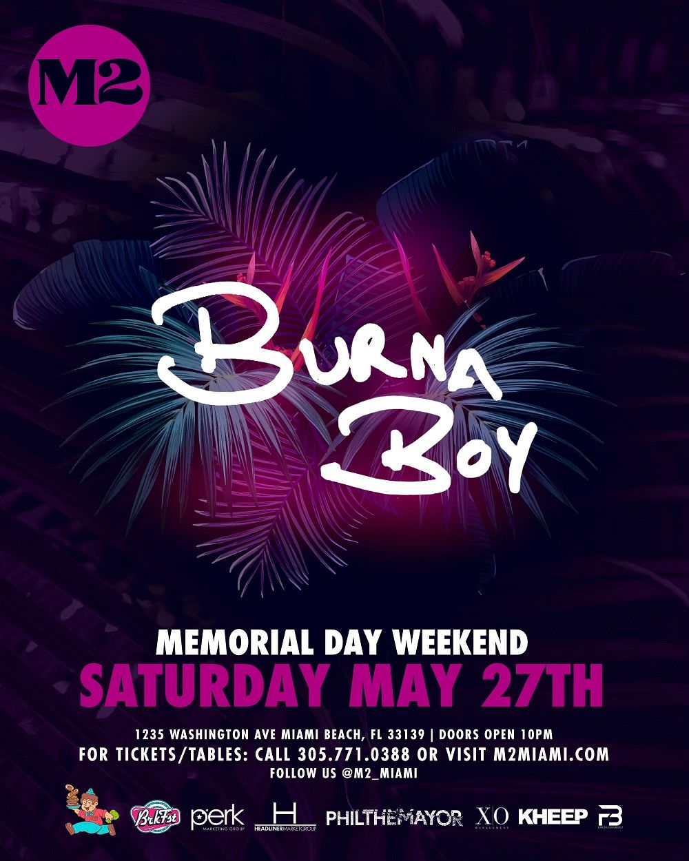 MDW Weekend Hosted By Burna Boy Tickets at M2 Miami in Miami Beach by