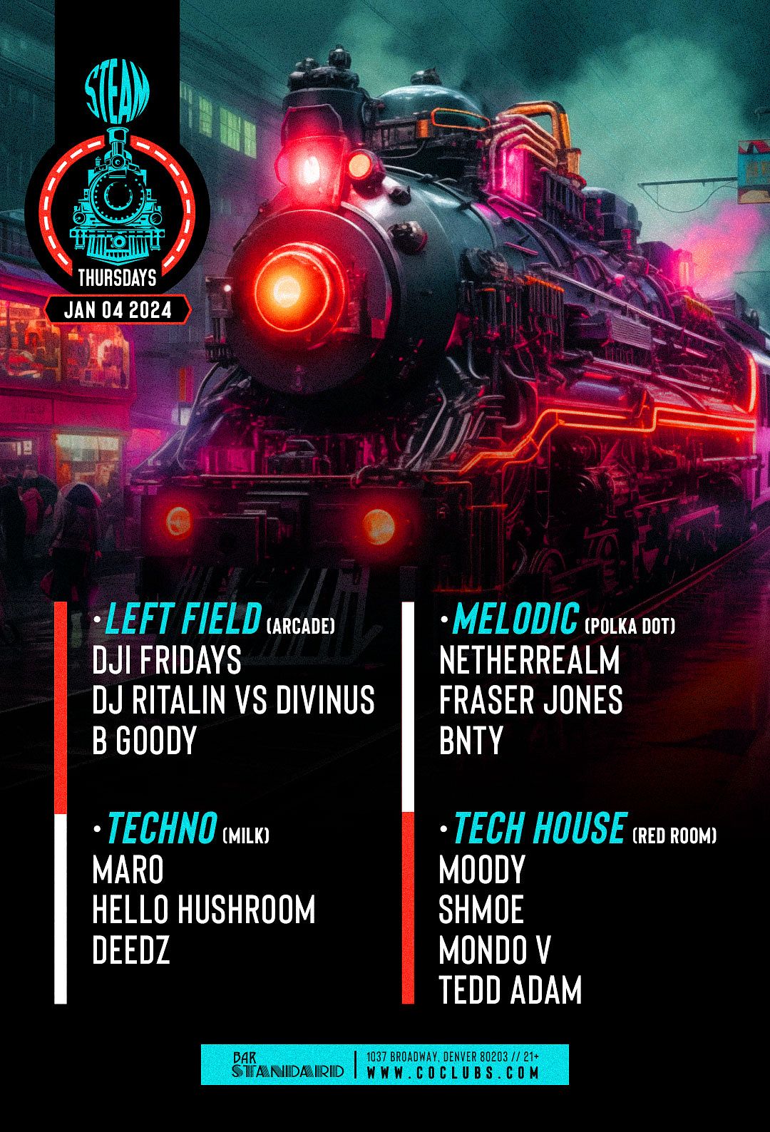 STEAM! Jan 4 Tickets at Milk Bar in Denver by Milk Tixr
