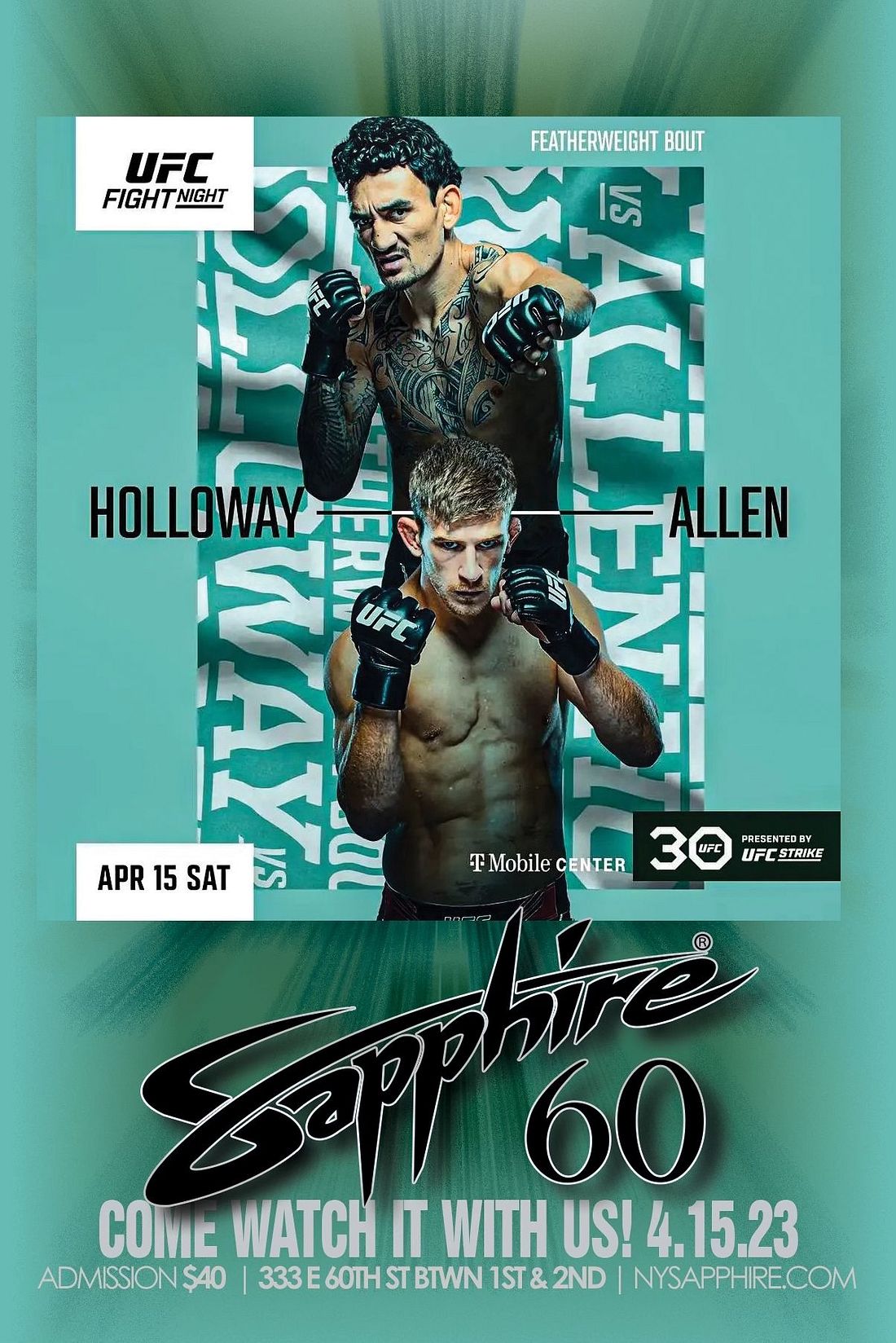 UFC Fight Night Holloway vs Allen Tickets at Sapphire 60 in New York