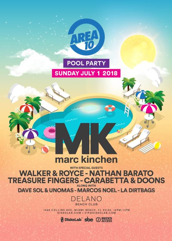 MK Presents Area 10 Pool Party Tickets at Delano Beach Club in Miami