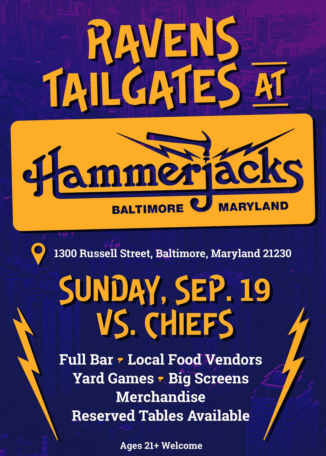 Tailgate at Hammerjacks! Tickets at Hammerjacks in Baltimore by