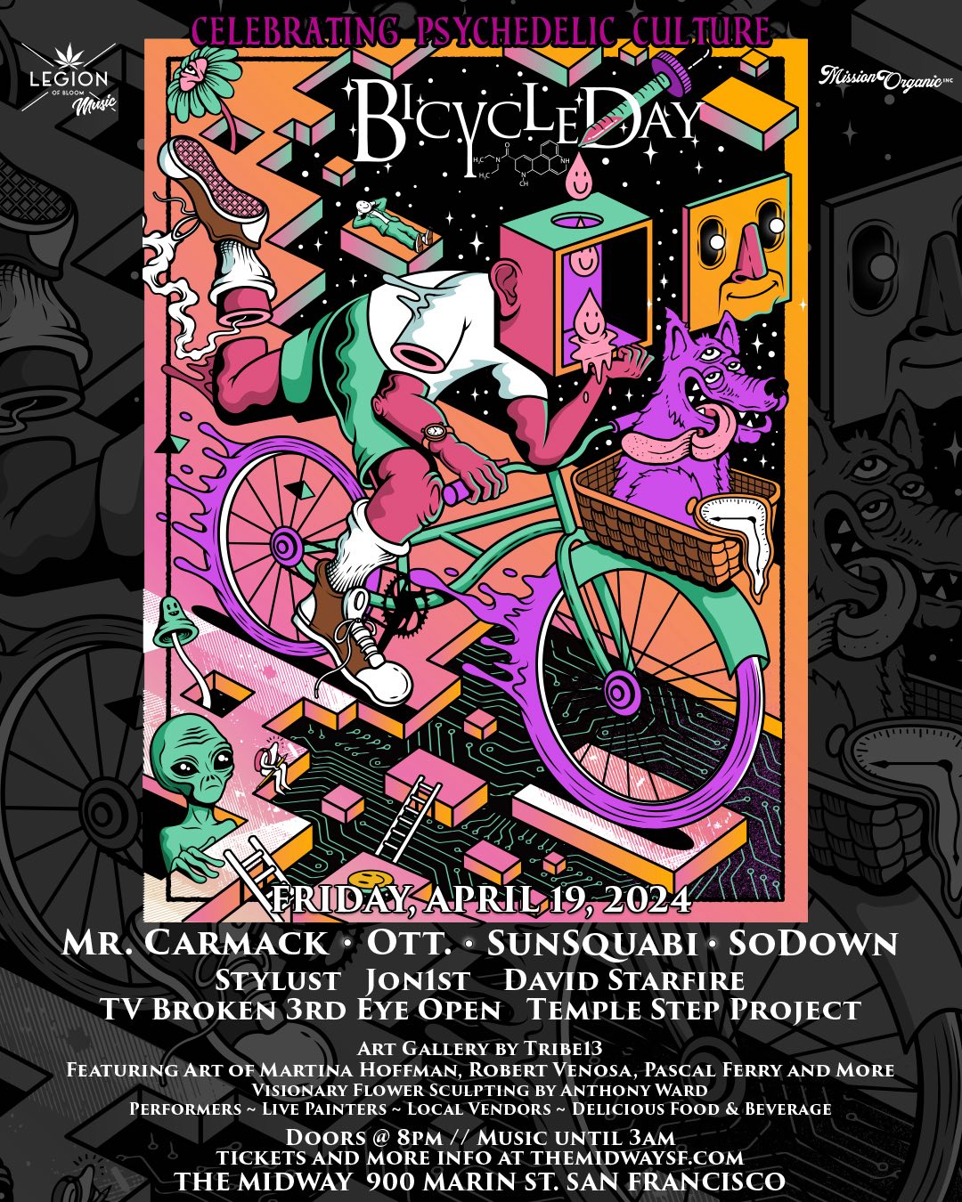 Bicycle Day 2024 Mr. Carmack, Ott., SunSquabi & More Tickets at The Midway in San Francisco by