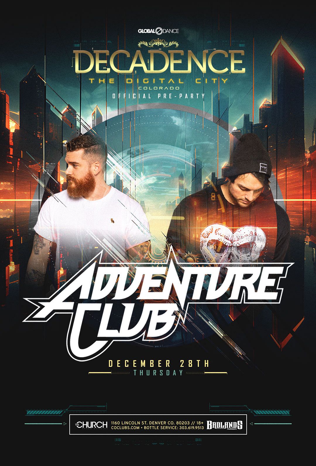 Decadence NYE PreParty Adventure Club Tickets at The Church